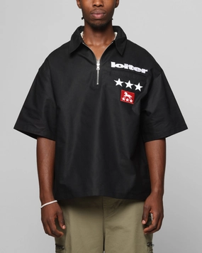 Athleisure Wear Loiter Rodeo Quarter Zip Up Shirt Black