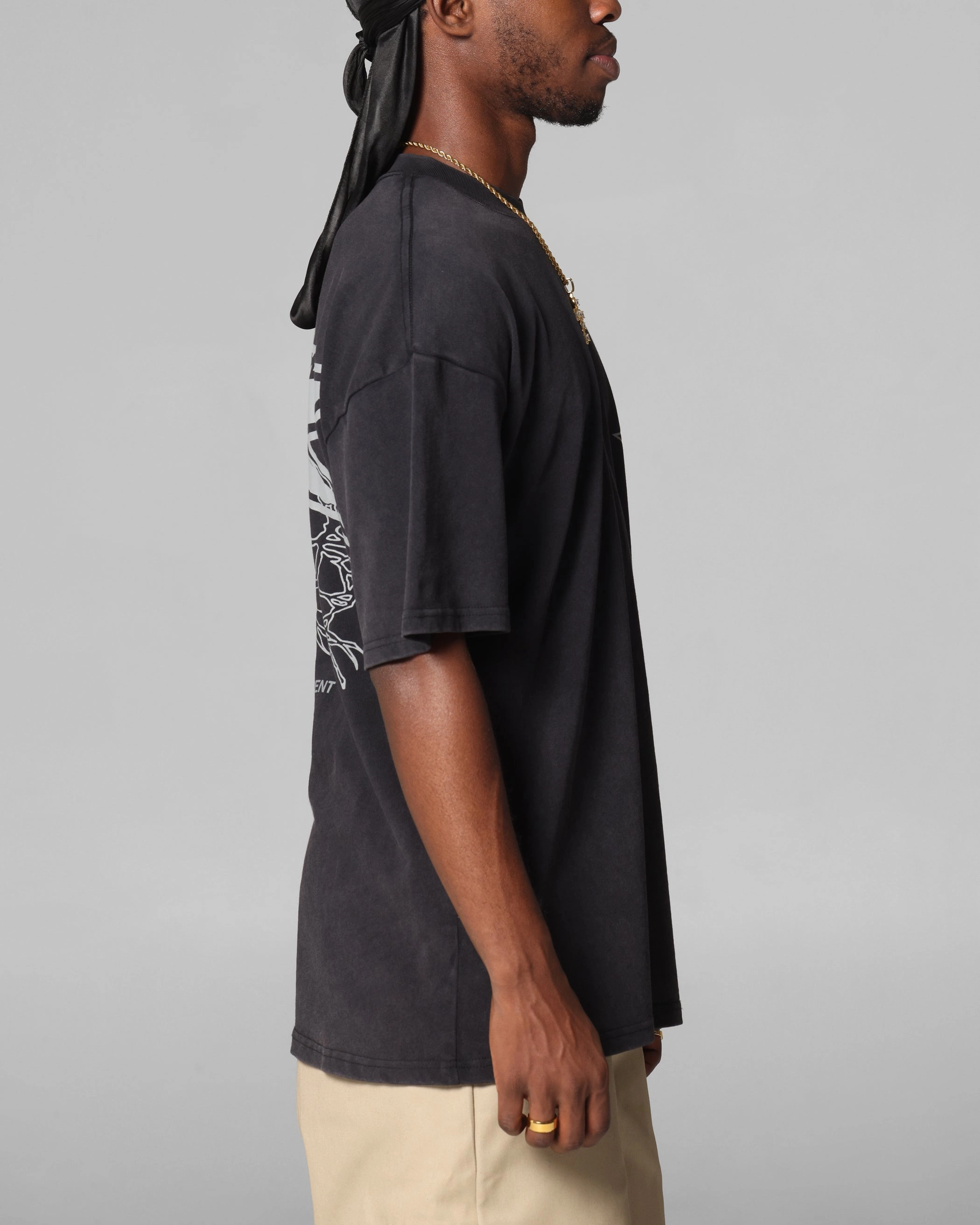 Functional Wear Trendy Comfort Loiter Runway T-Shirt Black Acidwash