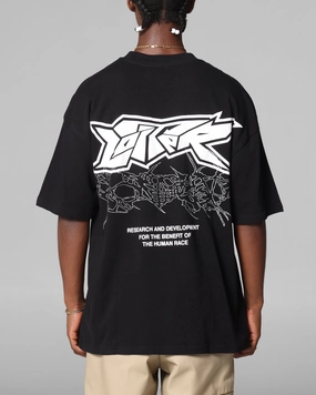 Layered Hem Detail Loiter Runway T-Shirt Black