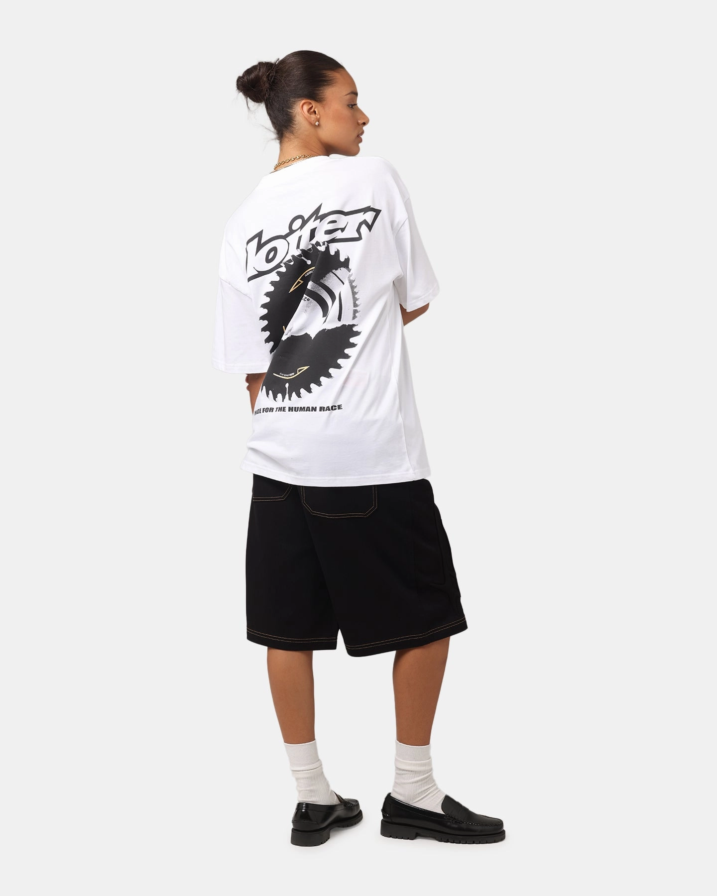 Loiter Saw Blade Drop T-Shirt White Non Irritating Tags weekday wear