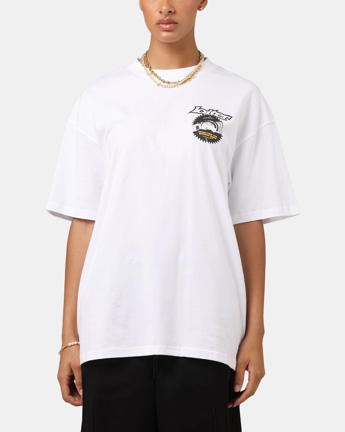 Loiter Saw Blade Drop T-Shirt White Stylish Fit