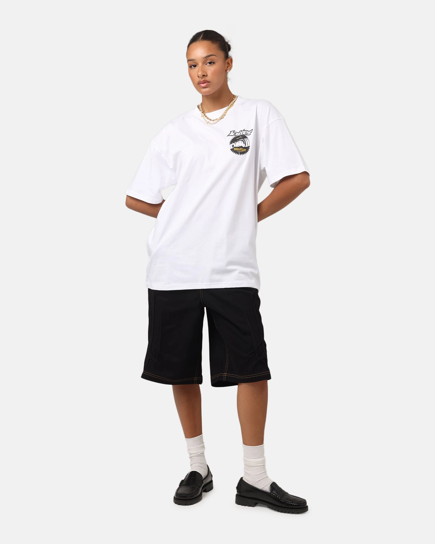 Loiter Saw Blade Drop T-Shirt White Fashion-Forward Trendy Style