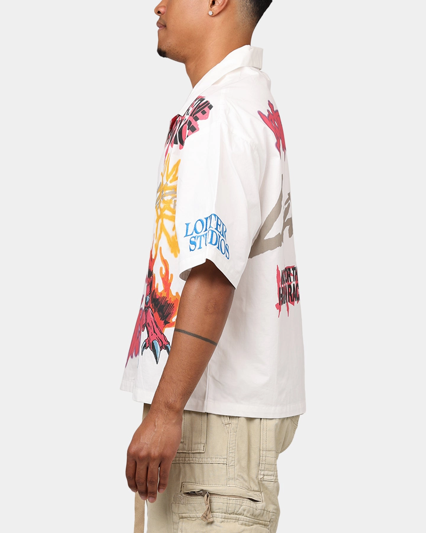 Loiter Scrap Book Button Up Shirt Off White Country Charm