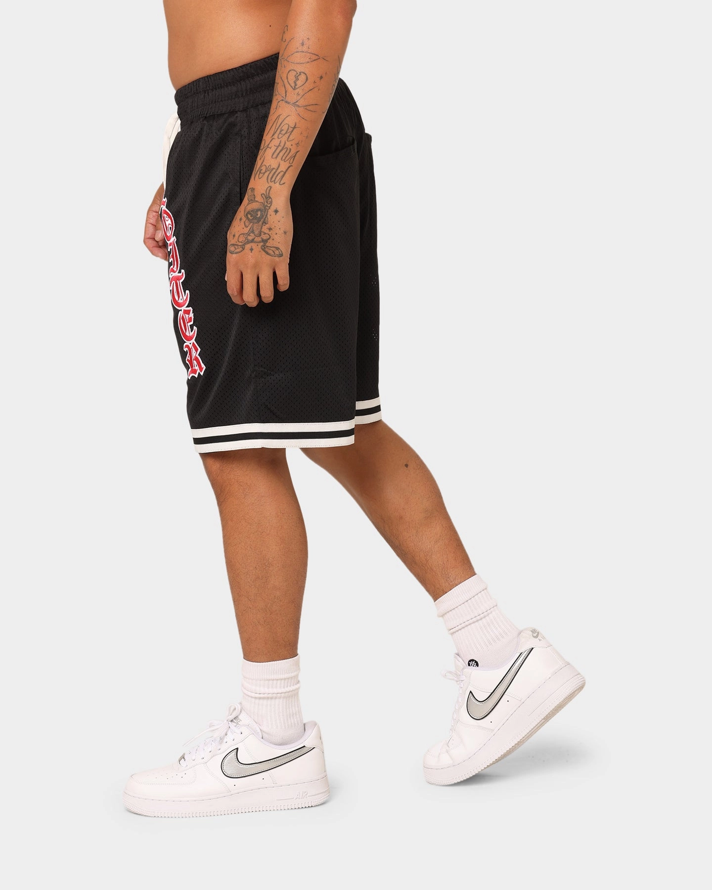 Street Fashion Camping Gear Loiter Script Ball Shorts Black