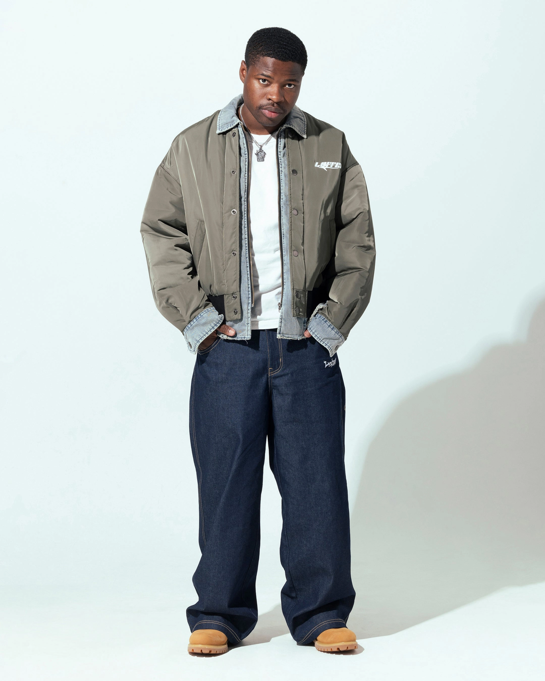 Loiter Shadow Layered Bomber Jacket Khaki Alternative Warm Insulation