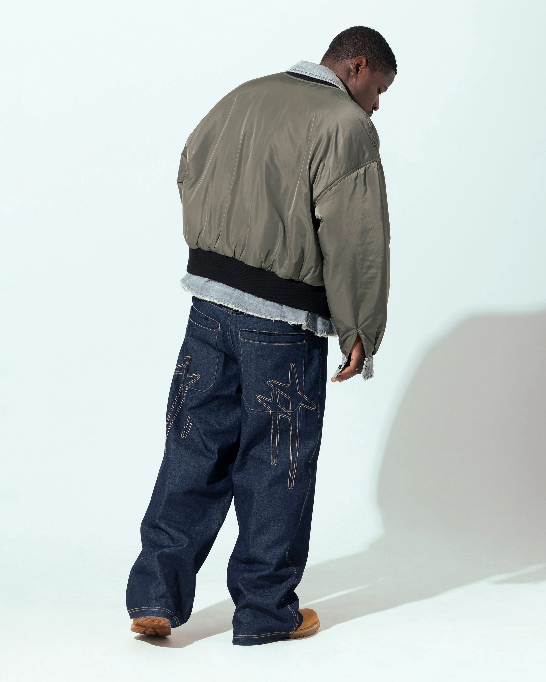 Loiter Shadow Layered Bomber Jacket Khaki Dry clean only Rugged Layering