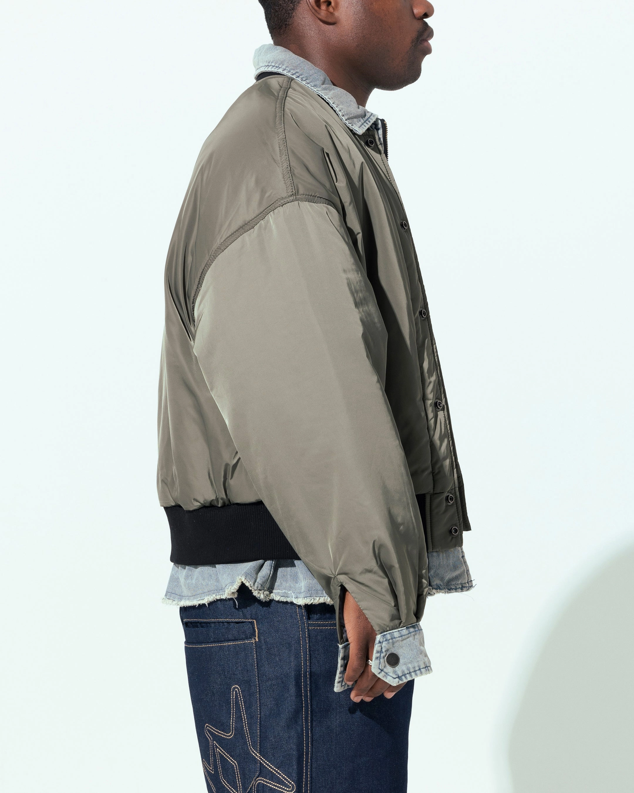 Loiter Shadow Layered Bomber Jacket Khaki Lightweight Construction