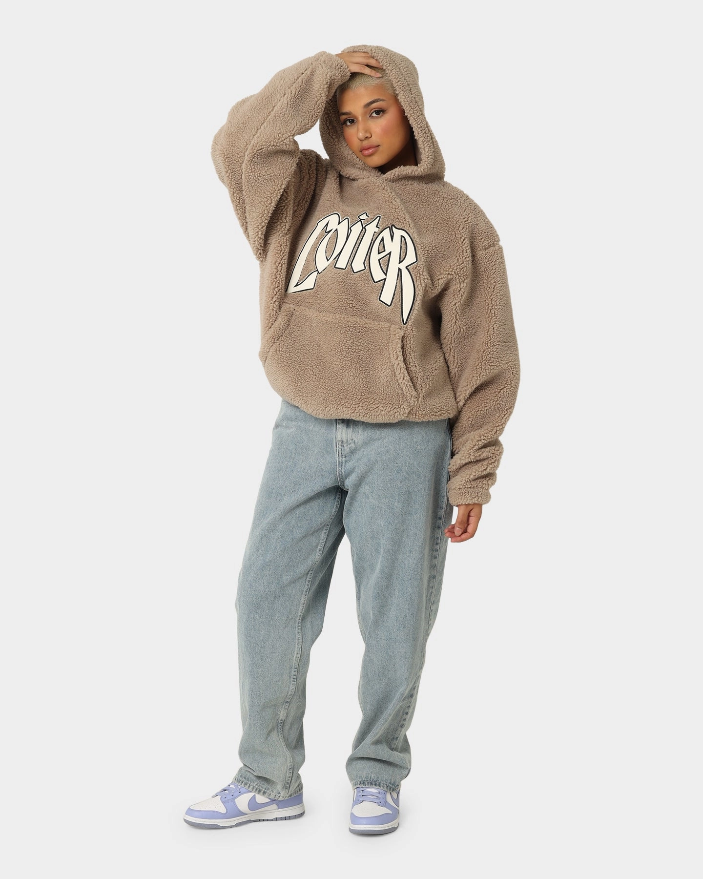 Compact Packability Loiter Sherpa Hoodie Tan