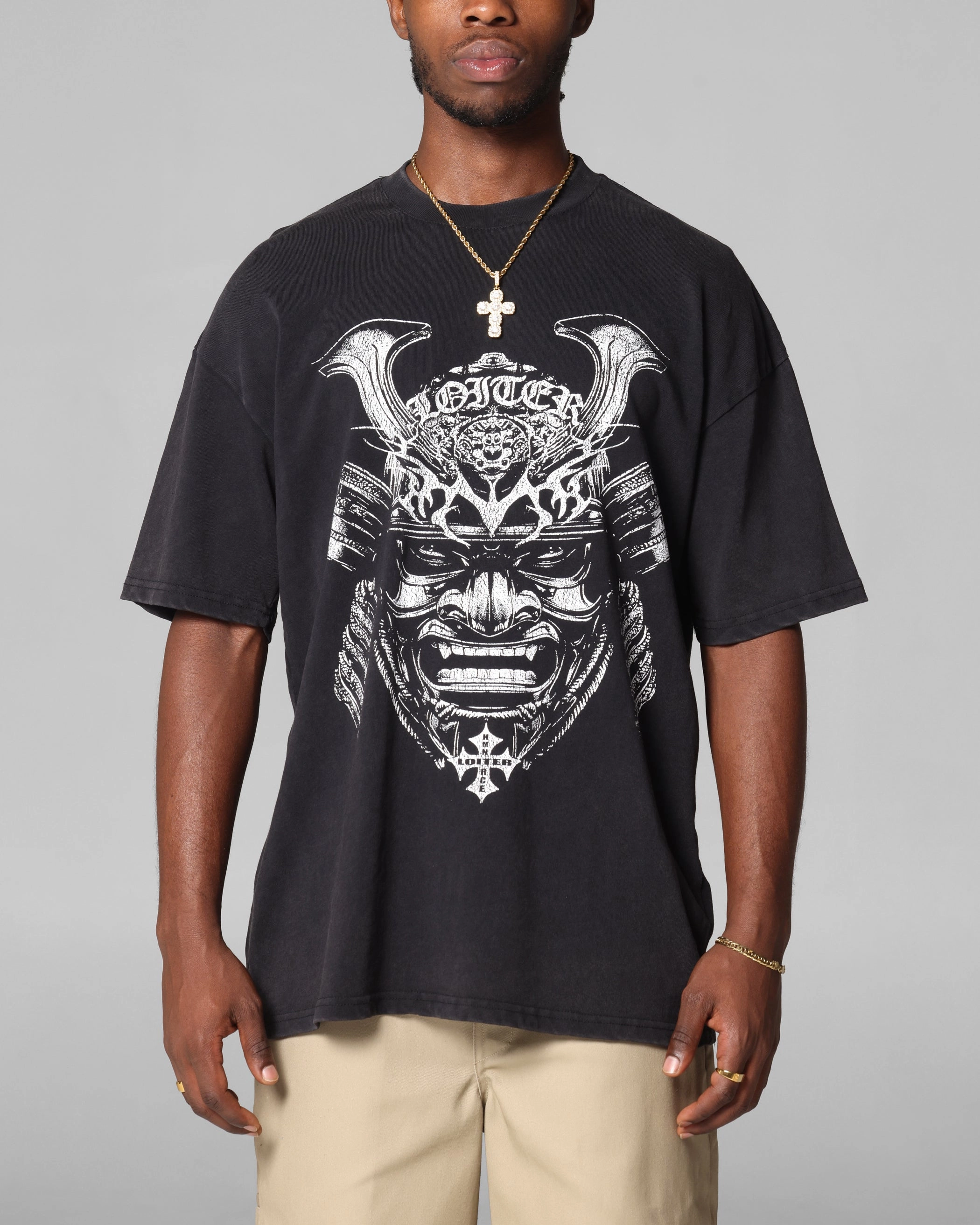 Loiter Shogun Vintage T-Shirt Black Acidwash SeamFreeShoulders
