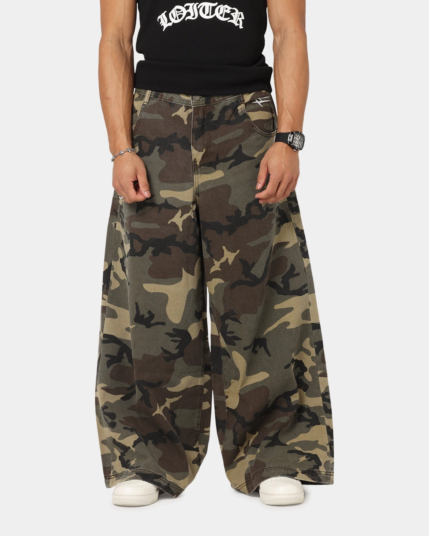 Loiter Skate Jeans Woodland Camo Abrasion Resistant Denim