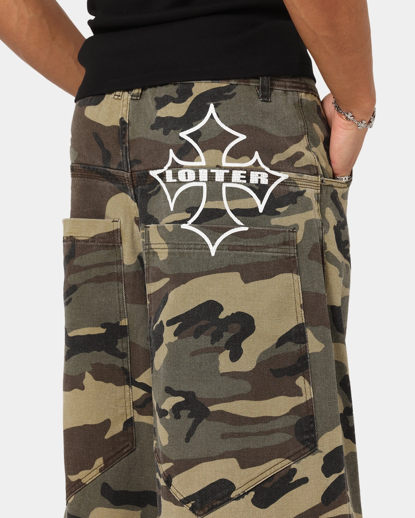 Tailored Cut Anytime Wear Loiter Skate Jeans Woodland Camo