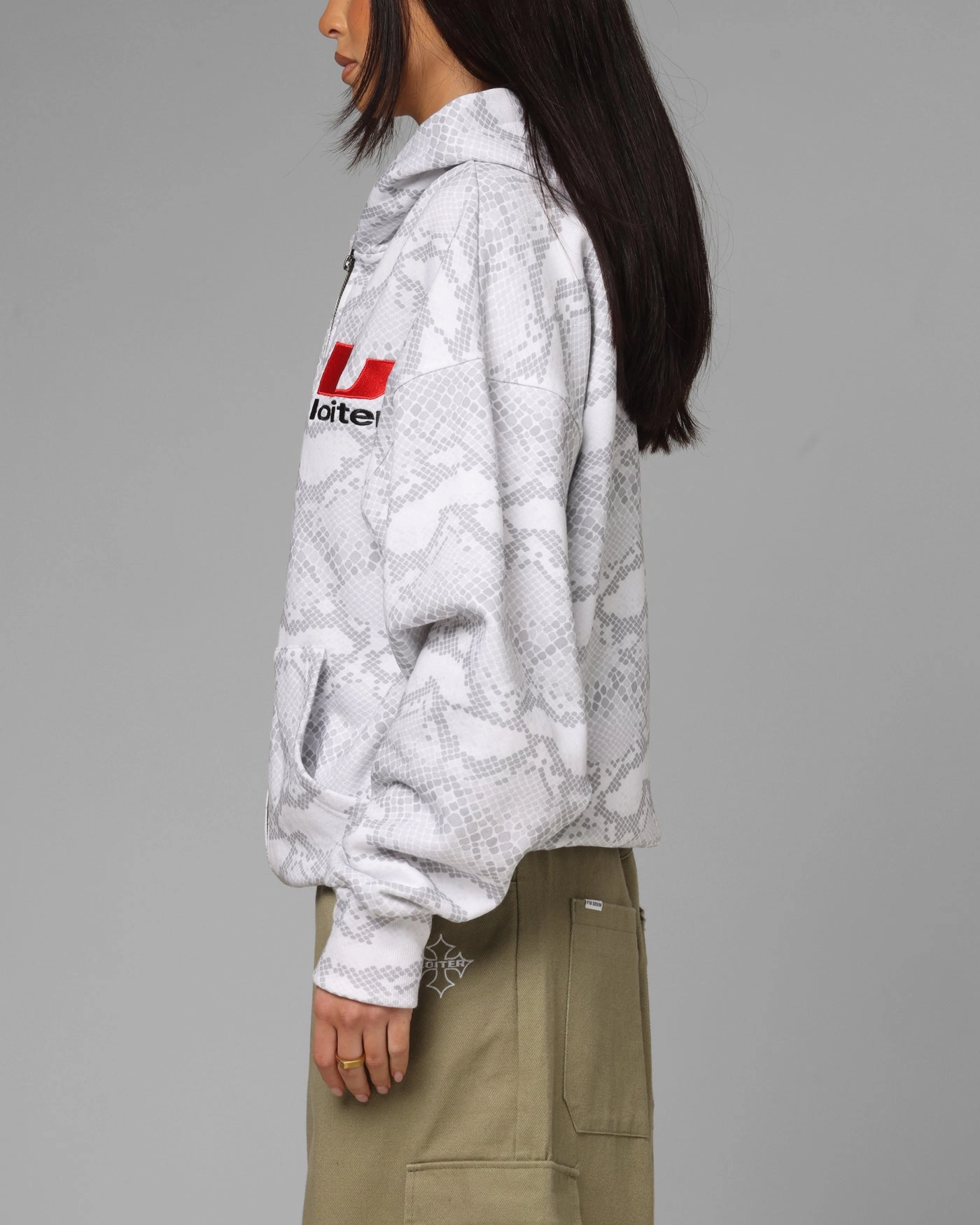 Loiter Slither Zip Hoodie Grey Fade Resistant