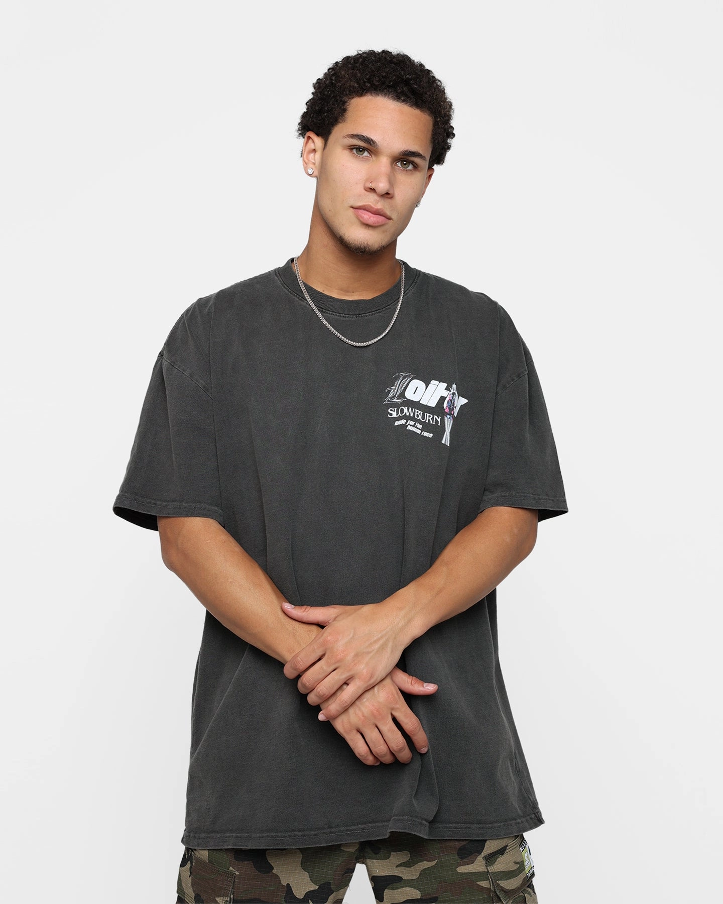 Loiter Slow Burn T-Shirt Vintage Black Minimalist Layer casual and comfortable