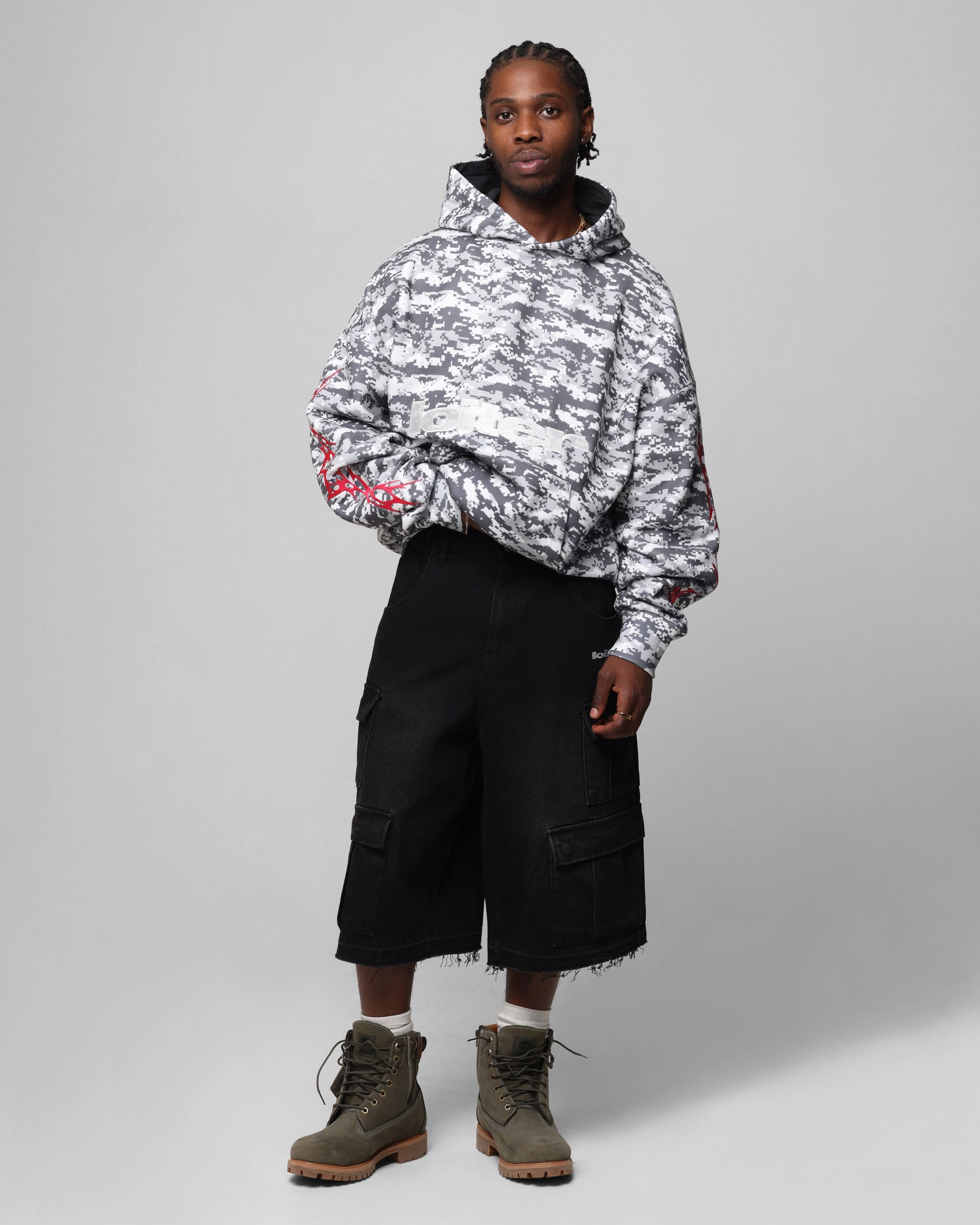 Loiter Soho Hoodie Snow Camo Drop Shoulder Cut Secure