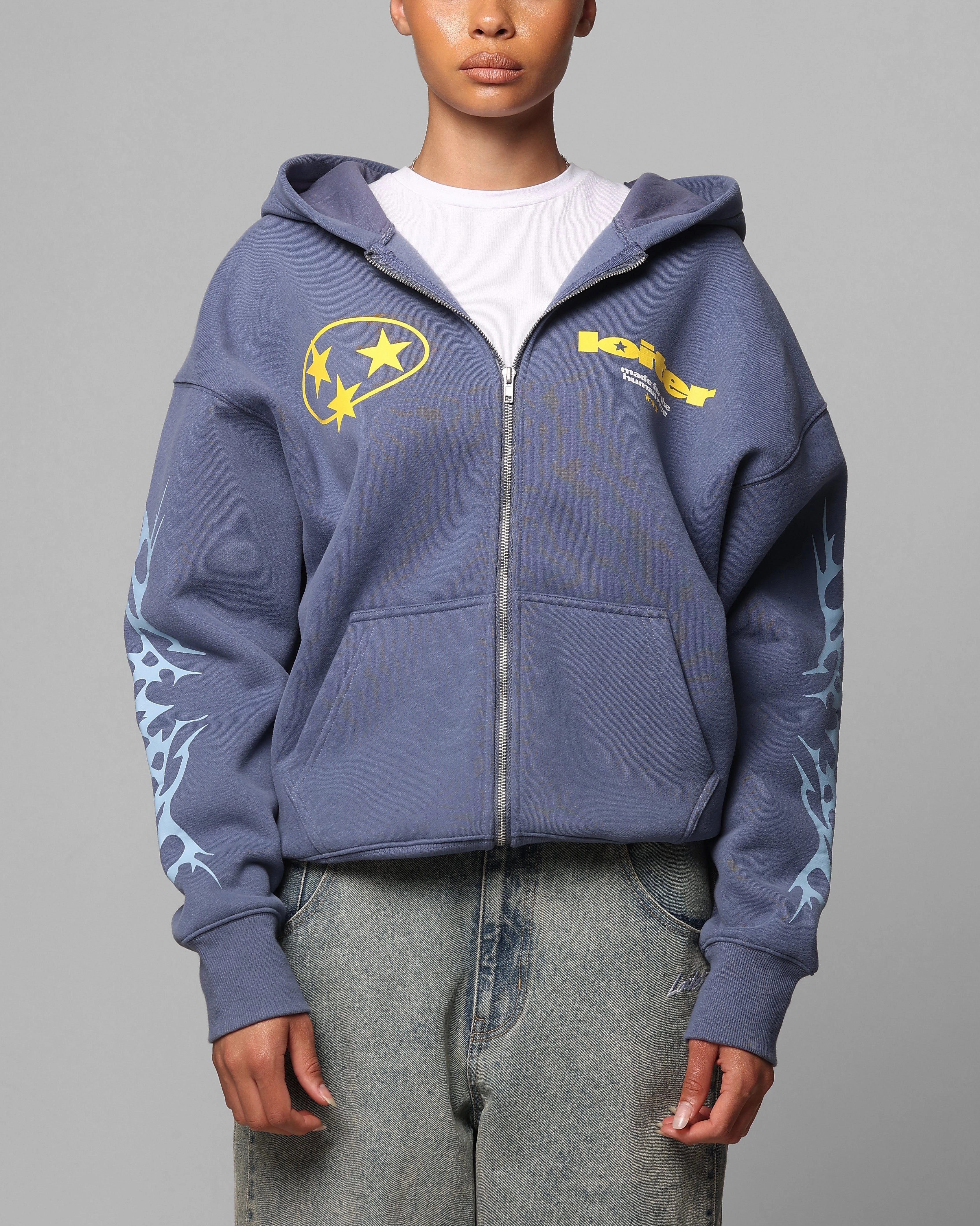 Loiter Solar Zip Hoodie Blue Weather resistant