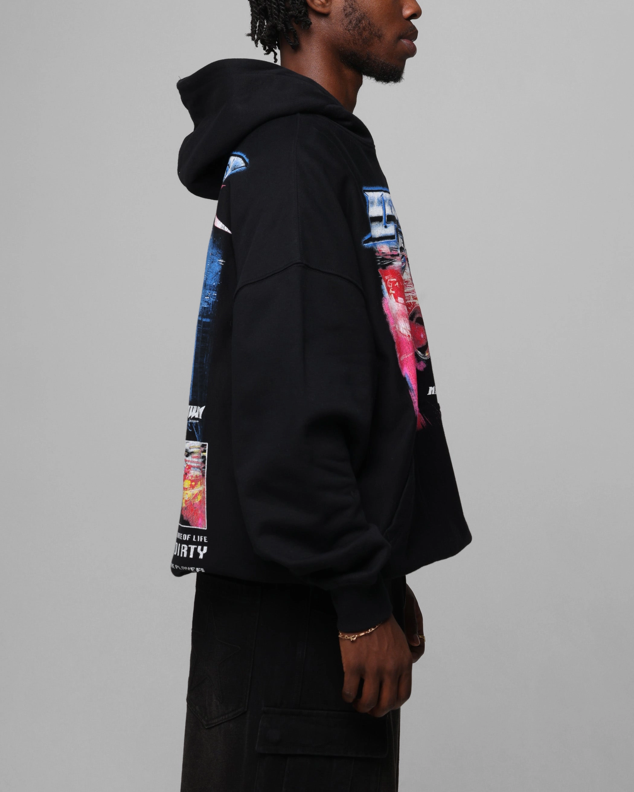 Loiter Speed Vintage Hoodie Black Work Layer Ergonomic Shoulder Panels