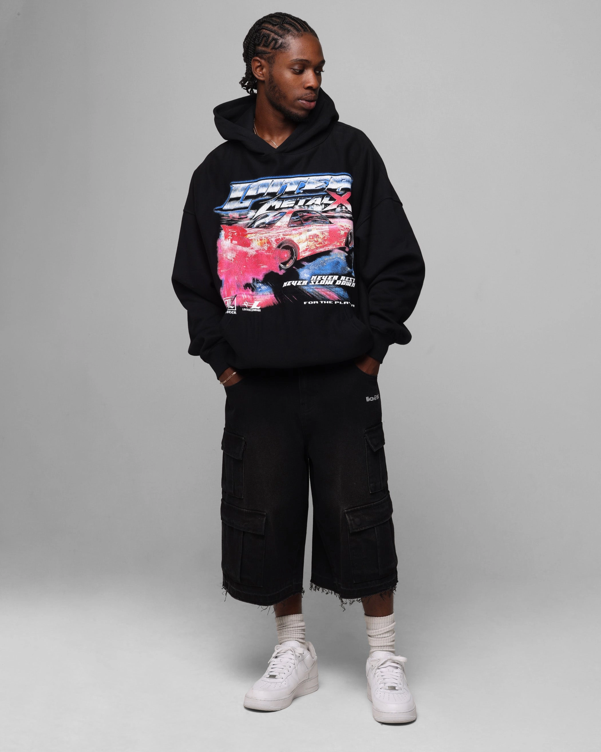 Learn Loiter Speed Vintage Hoodie Black