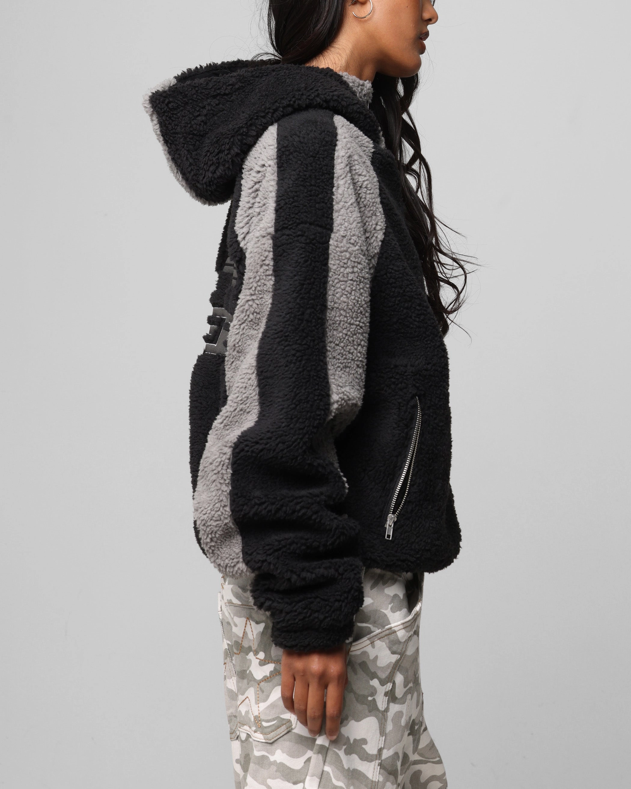 Loiter Speedway Fleece Jacket Black/Grey Save Notebook