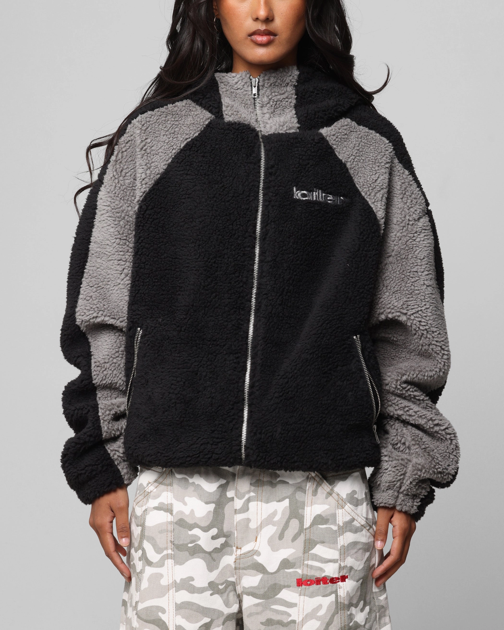Cold Protection Perfection Loiter Speedway Fleece Jacket Black/Grey