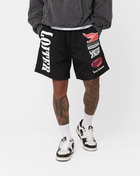 Seam Free Construction Laser Cut Perforations Loiter Speedway Walk Shorts Black