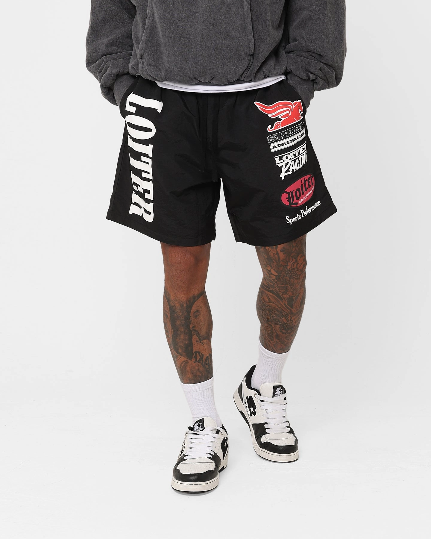 Seam Free Construction Laser Cut Perforations Loiter Speedway Walk Shorts Black