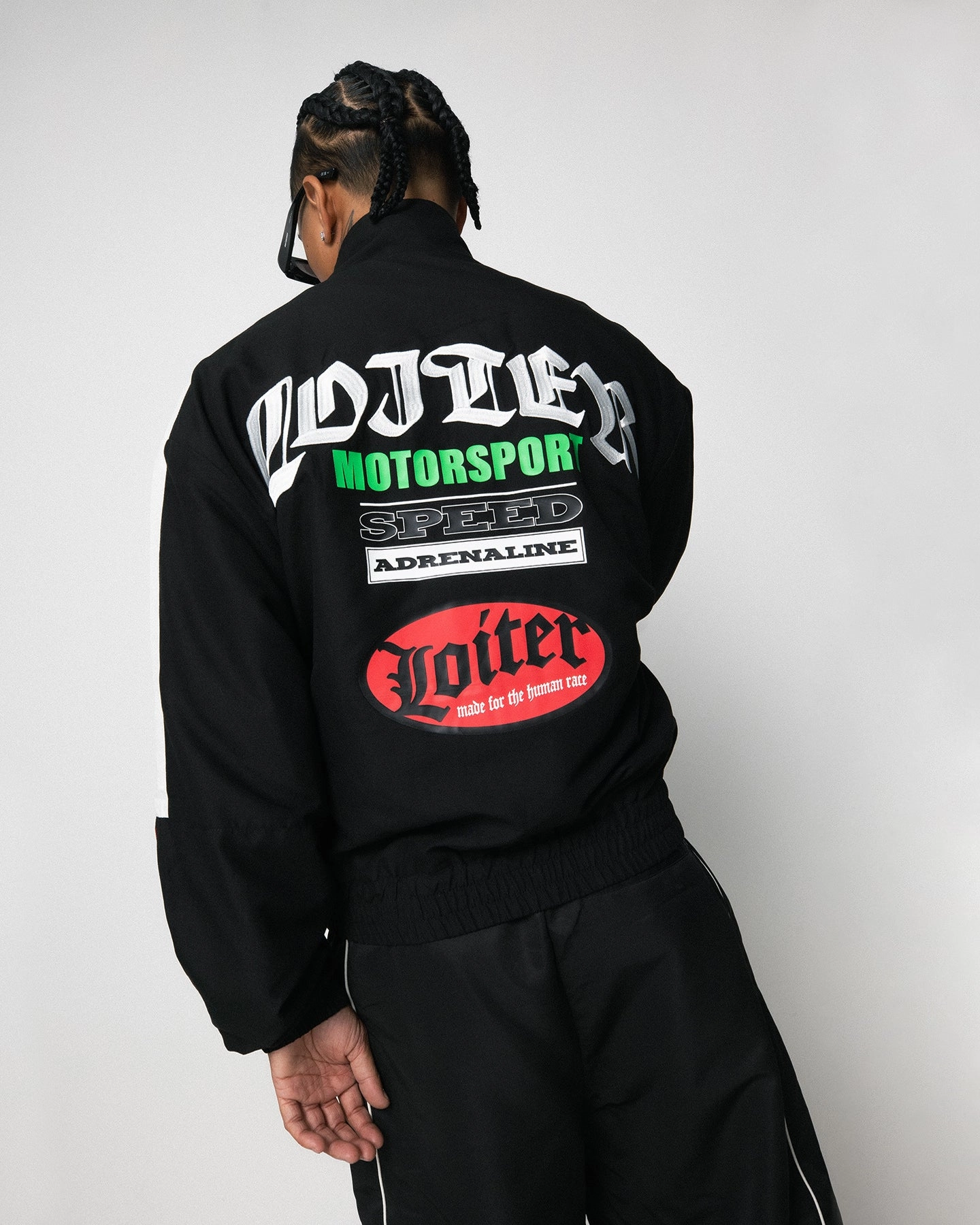 Reflective Safety Details Loiter Speedway Windbreaker Jacket Black