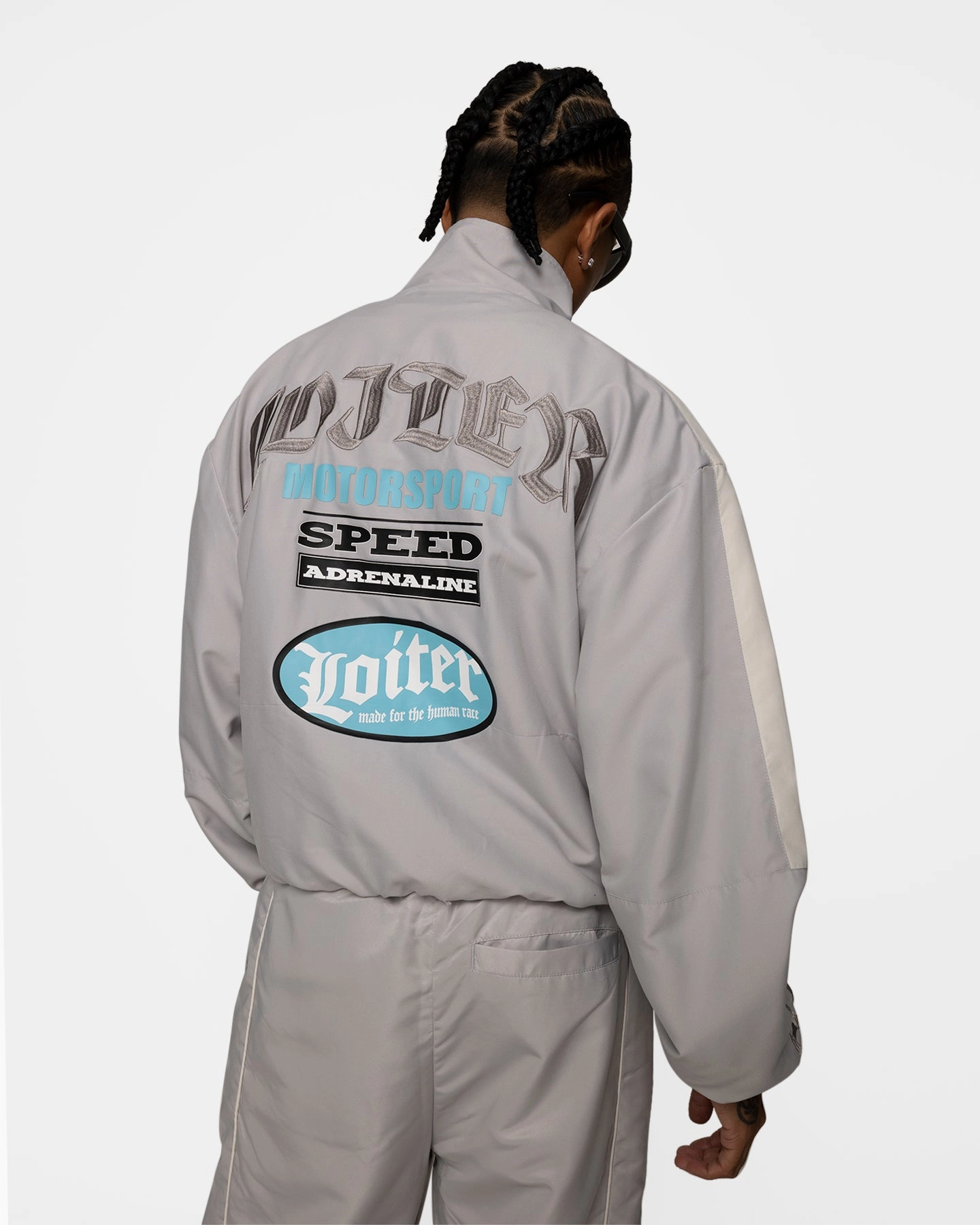 Loiter Speedway Windbreaker Jacket Grey suitable for stage shows