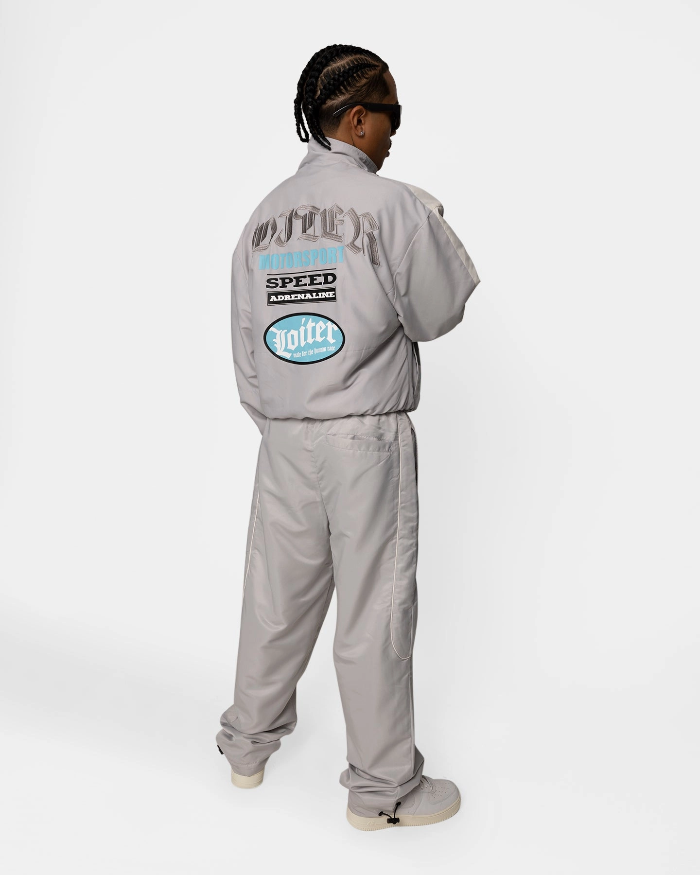 Sporty Design Loiter Speedway Windbreaker Jacket Grey