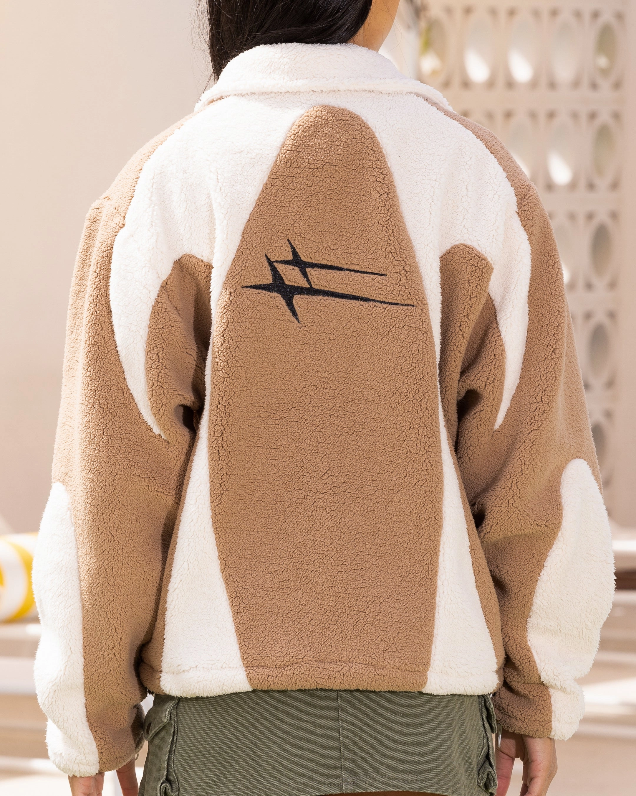 Loiter Spire Fleece Jacket Dark Tan/Ecru Convertible Sleeve Options City Streets
