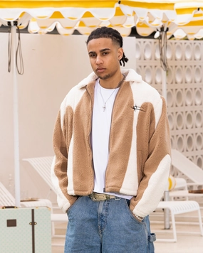 Loiter Spire Fleece Jacket Dark Tan/Ecru Belted