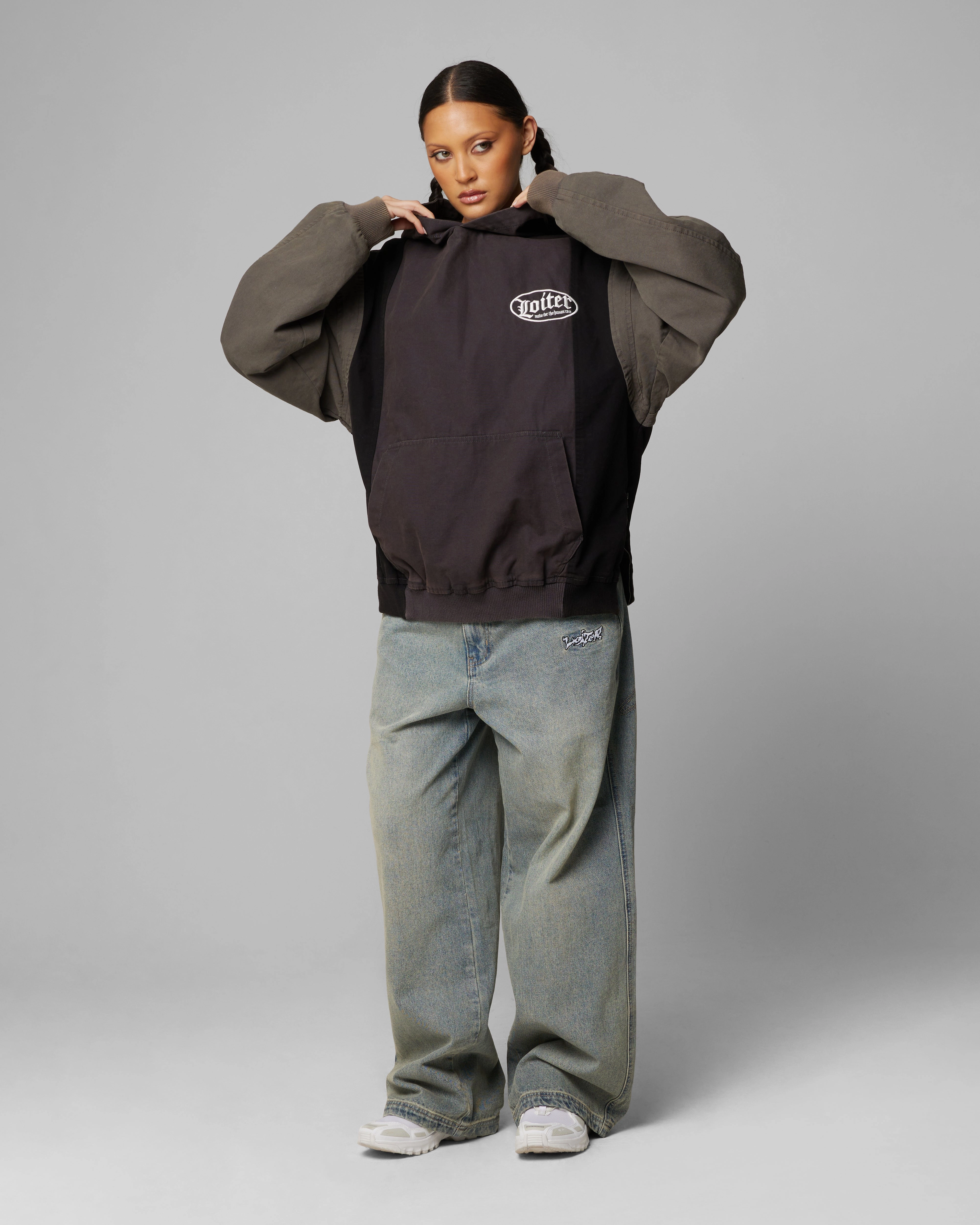 Loiter Splinter Hoodie Black/Charcoal Investment cruise trip