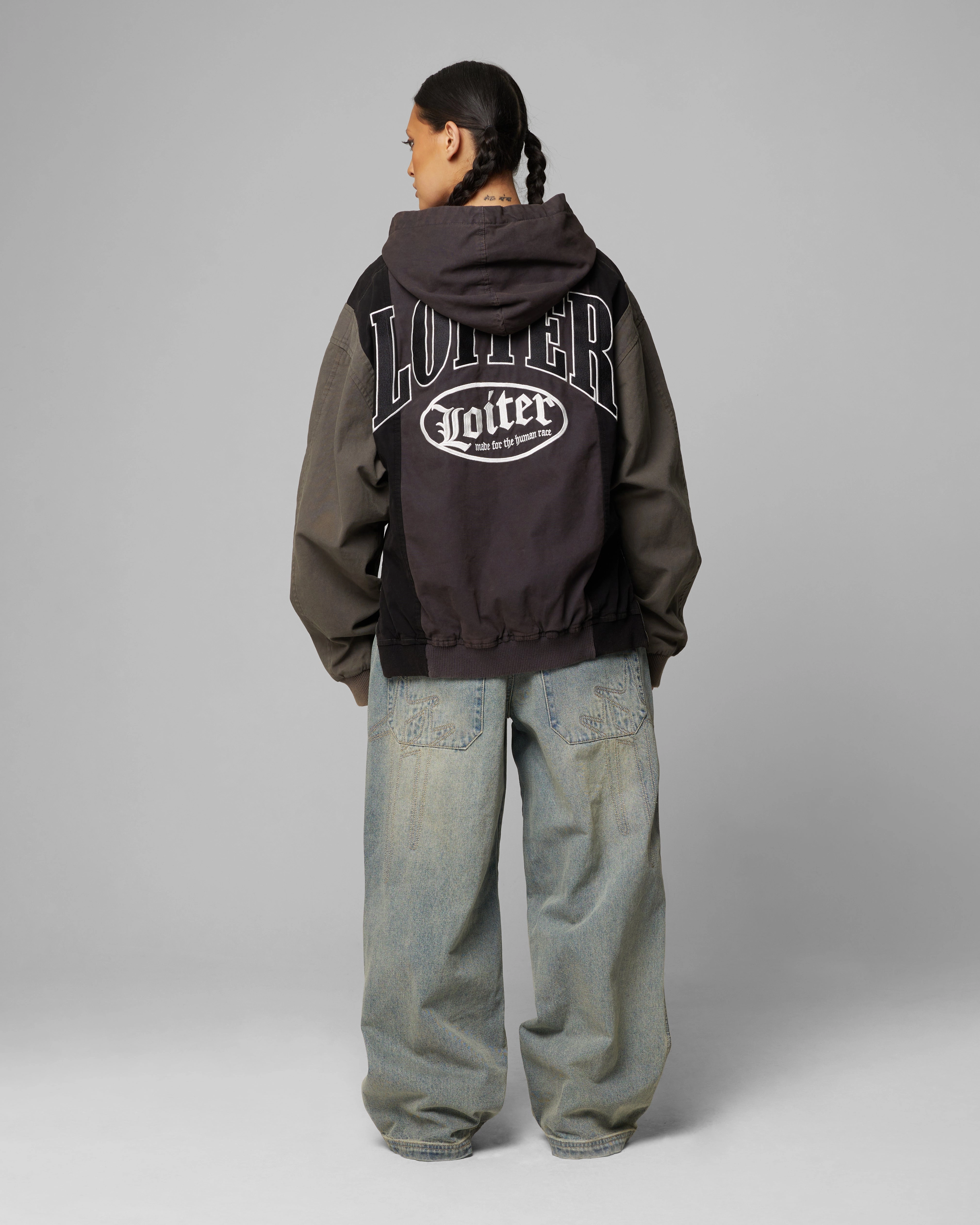 adults Loiter Splinter Hoodie Black/Charcoal