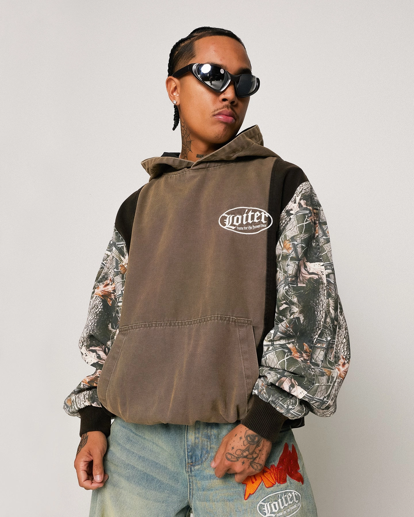 Loiter Splinter Hoodie Khaki/Camo Anti Slip Grips Anti Chafe Technology
