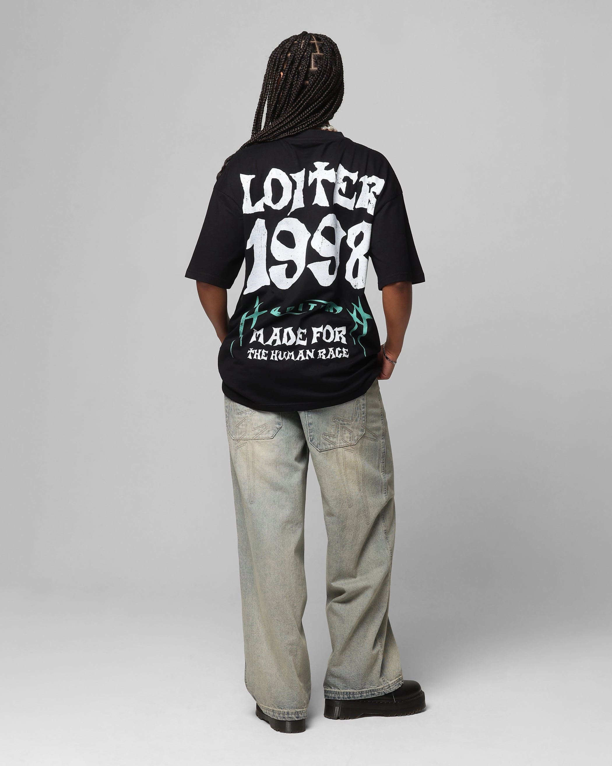 Loiter Staple Logo Drop T-Shirt Black Casual Fashion