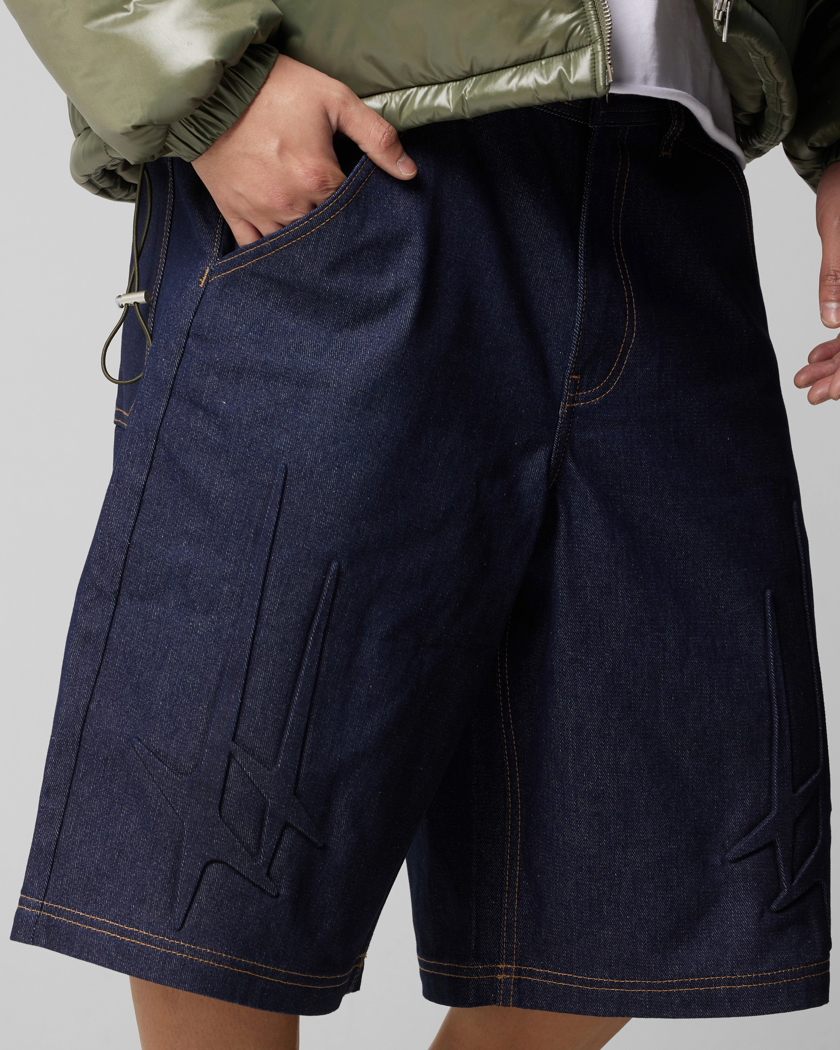 Organic Cotton Wrinkle-Resistant Loiter Star Child Jorts Indigo