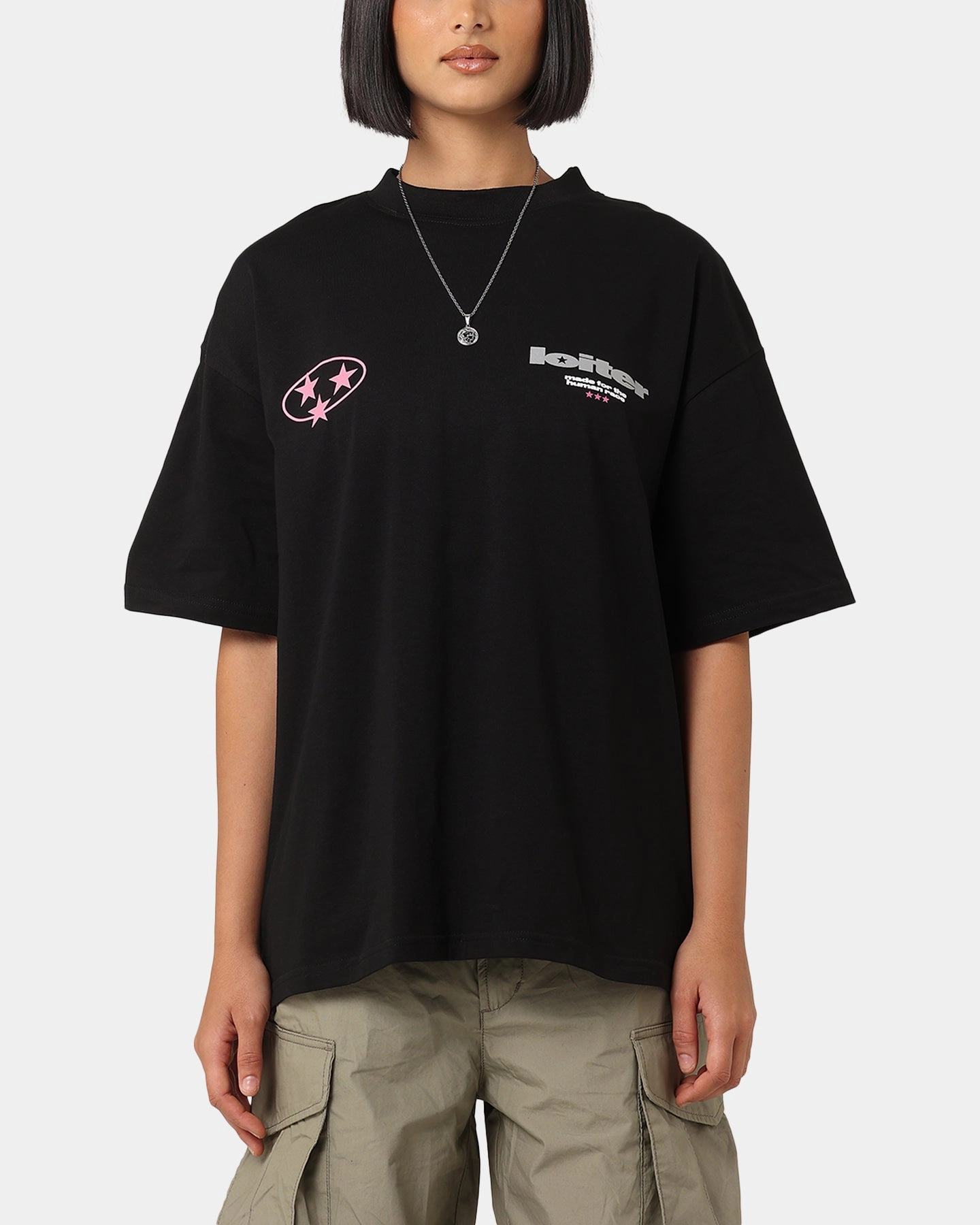 Basic Comfort Relaxing Fit Loiter Star Child T-Shirt Black