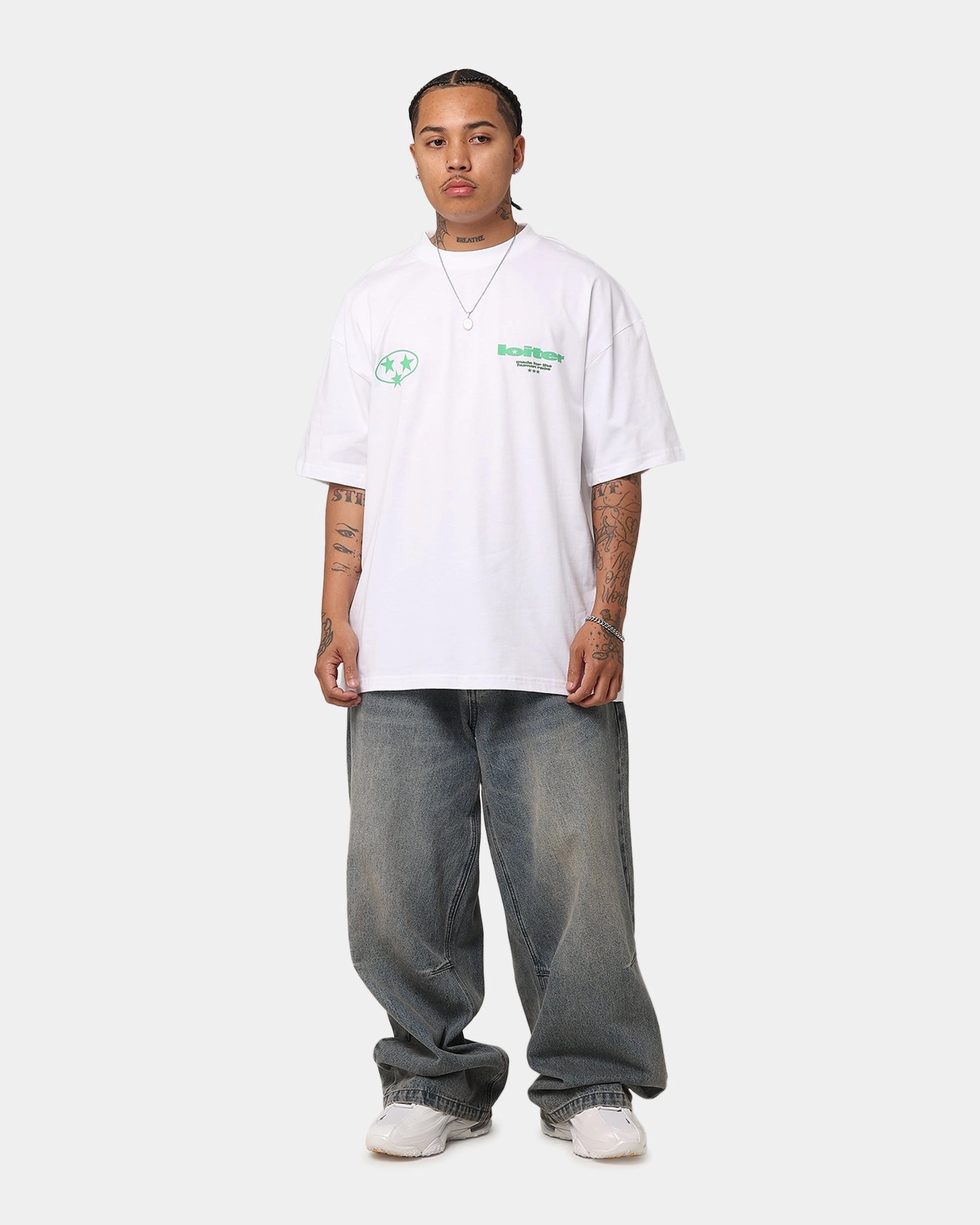 Loiter Star Child T-Shirt White VintageWashEffect Fashion Fit