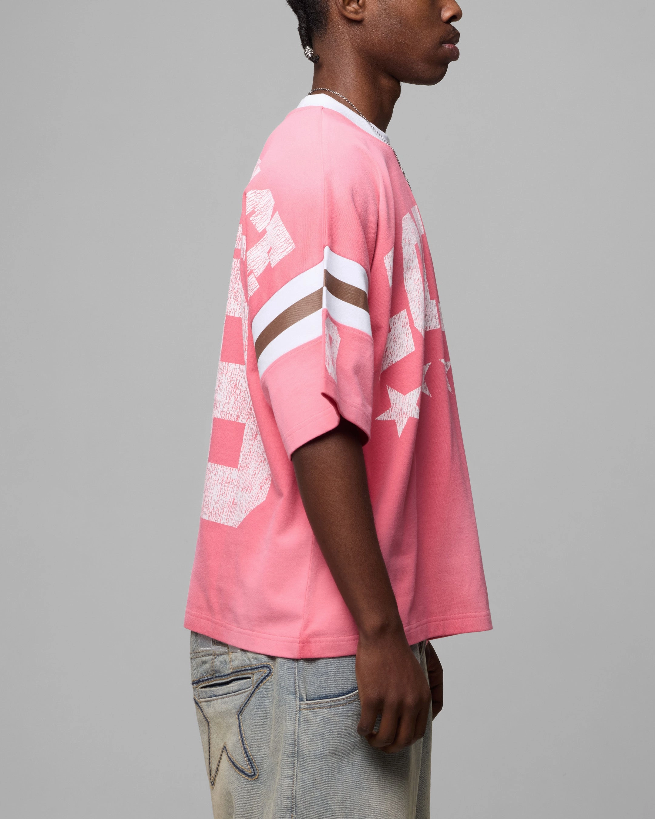 Anti Odor Treatment Holiday Wear Loiter Star Jersey T-Shirt Pink