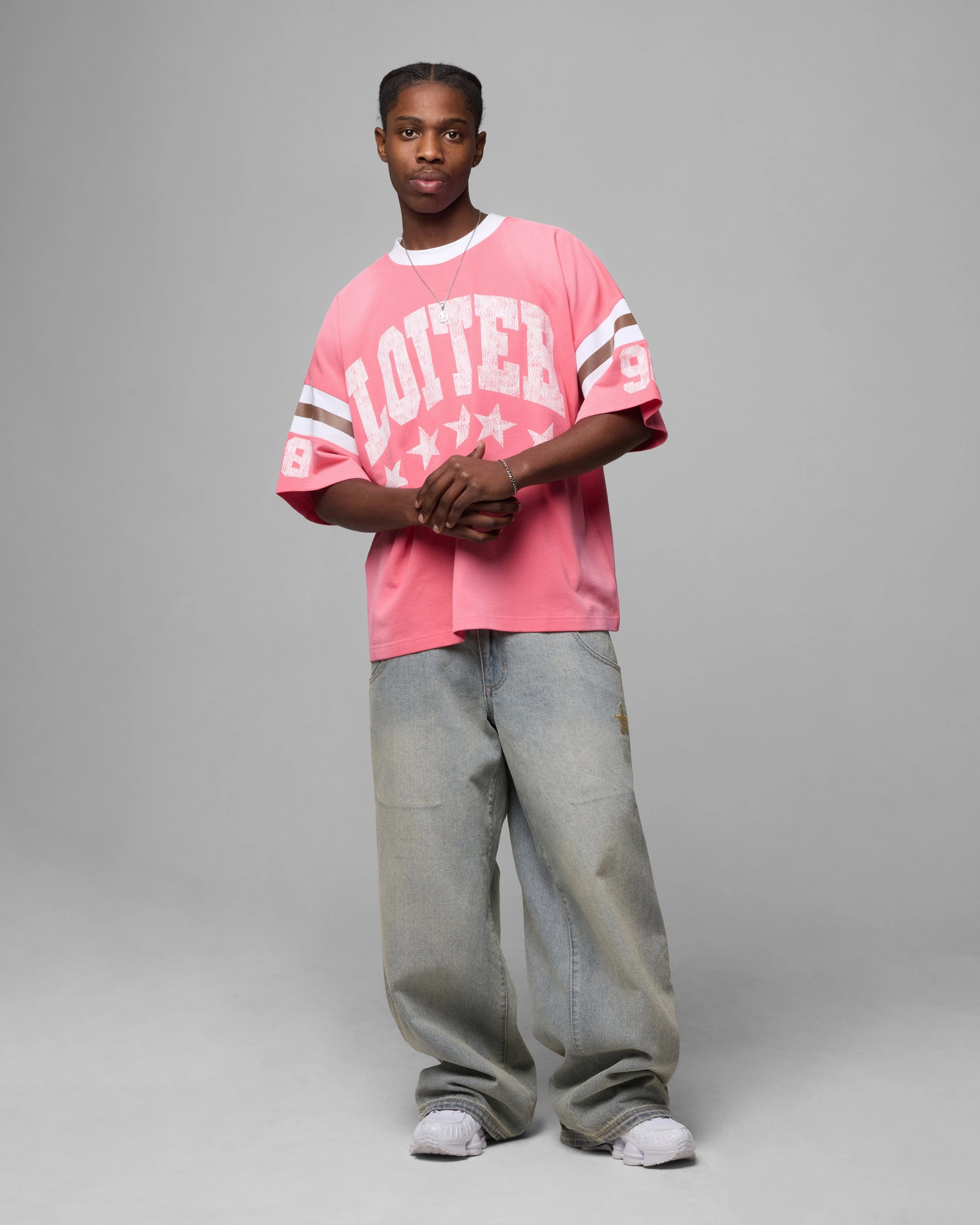High-Quality Fabric Timeless Layer Loiter Star Jersey T-Shirt Pink