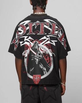 Cozy Layers Loiter Star Wars Vader Boxy T-Shirt Washed Black