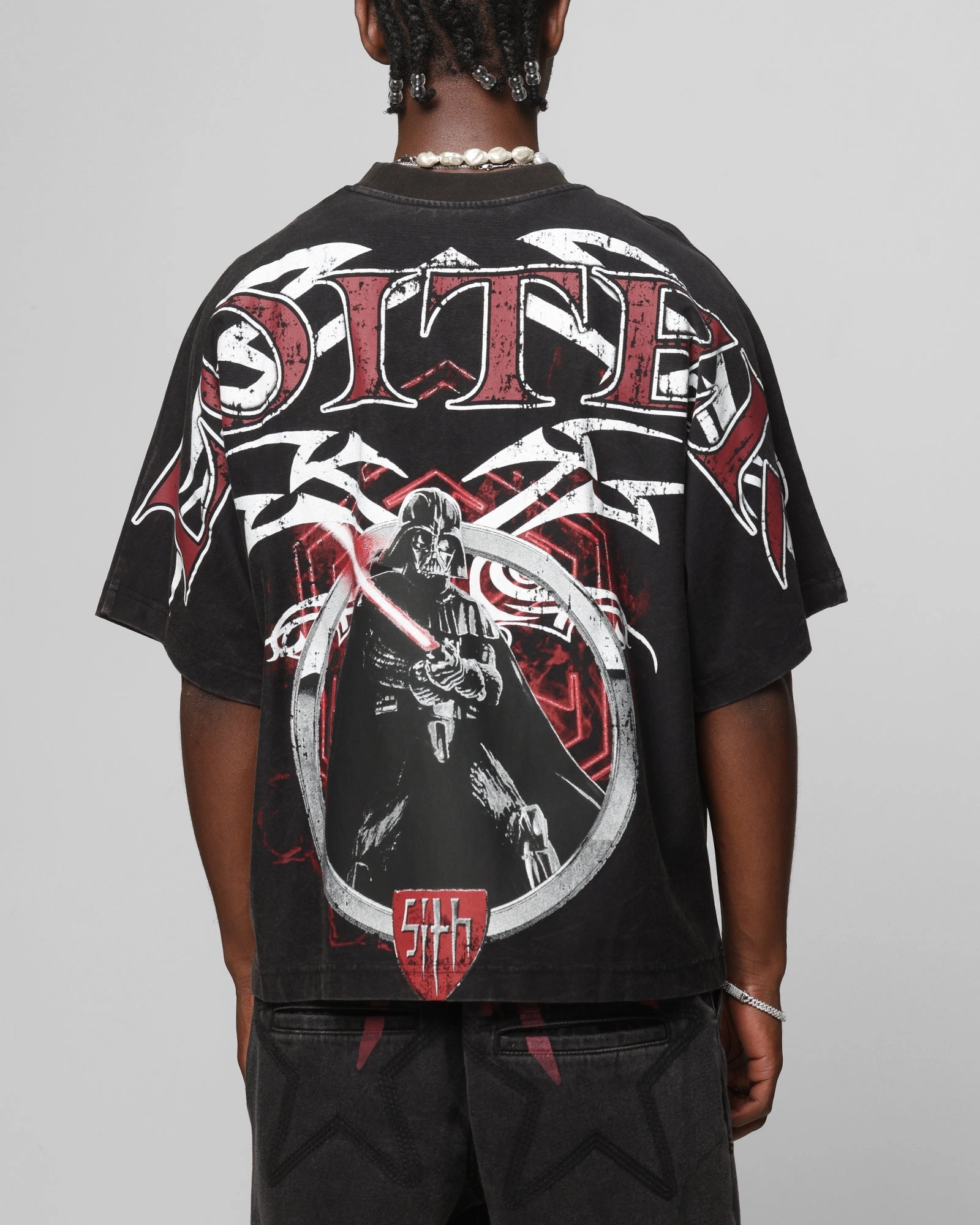 Cozy Layers Loiter Star Wars Vader Boxy T-Shirt Washed Black