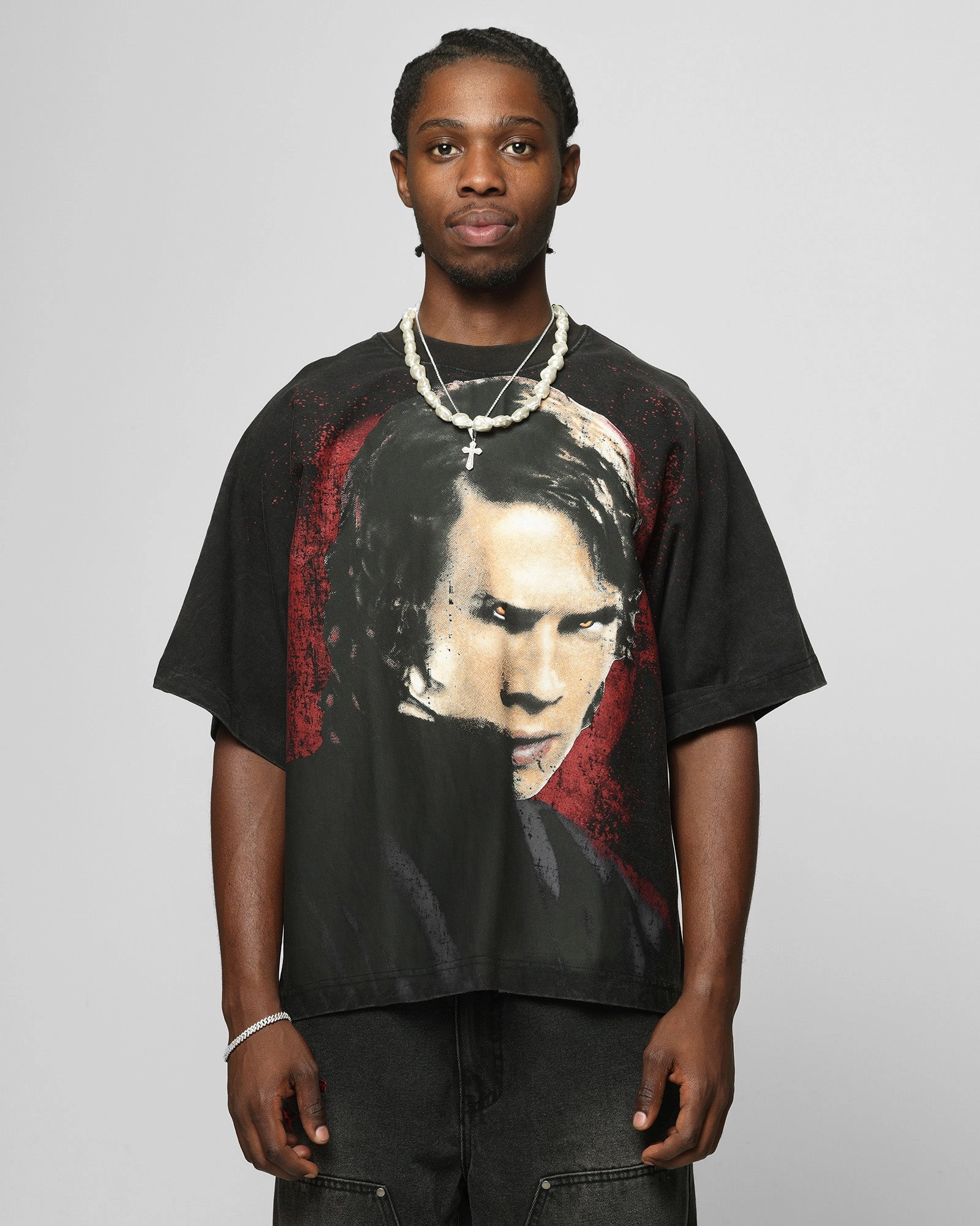 Loiter Star Wars Vader Boxy T-Shirt Washed Black MultiPly Fabric