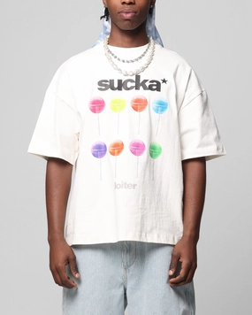 Loiter Sucka T-Shirt Off White Everyday Top Breathable Material