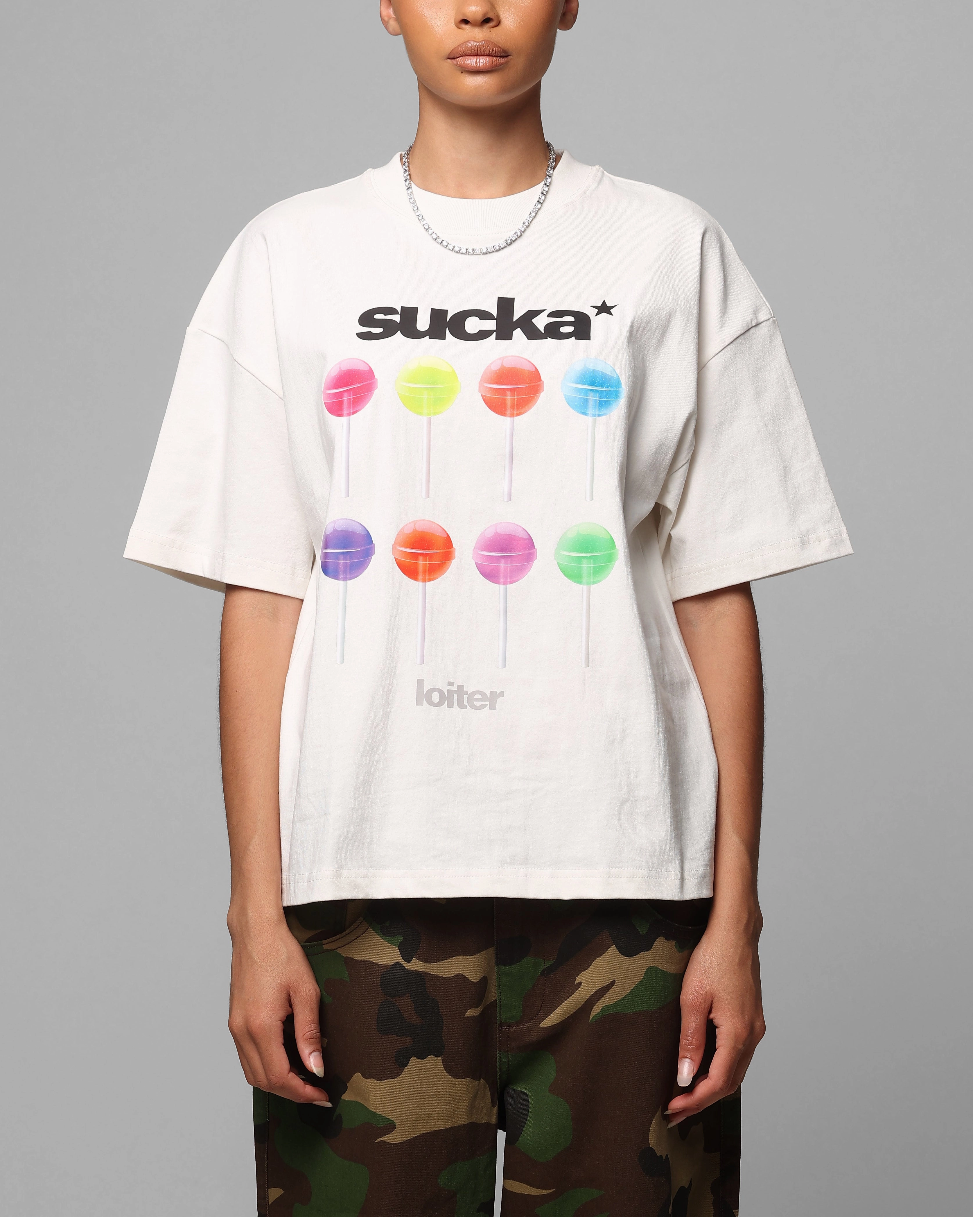 Soft Finish Seasonal Comfort Loiter Sucka T-Shirt Off White