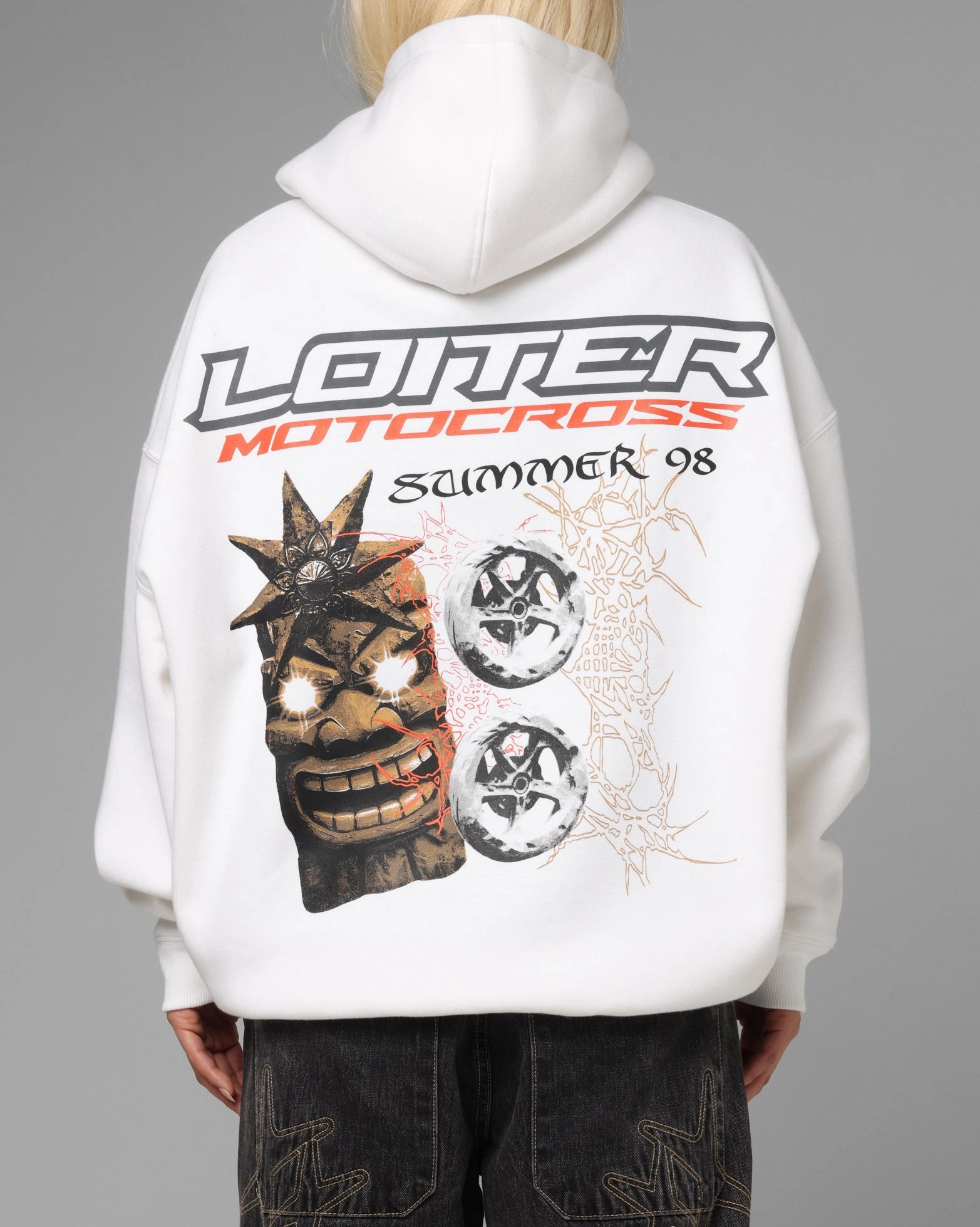 Loiter Summer Motocross Hoodie White YKK Zipper Quality