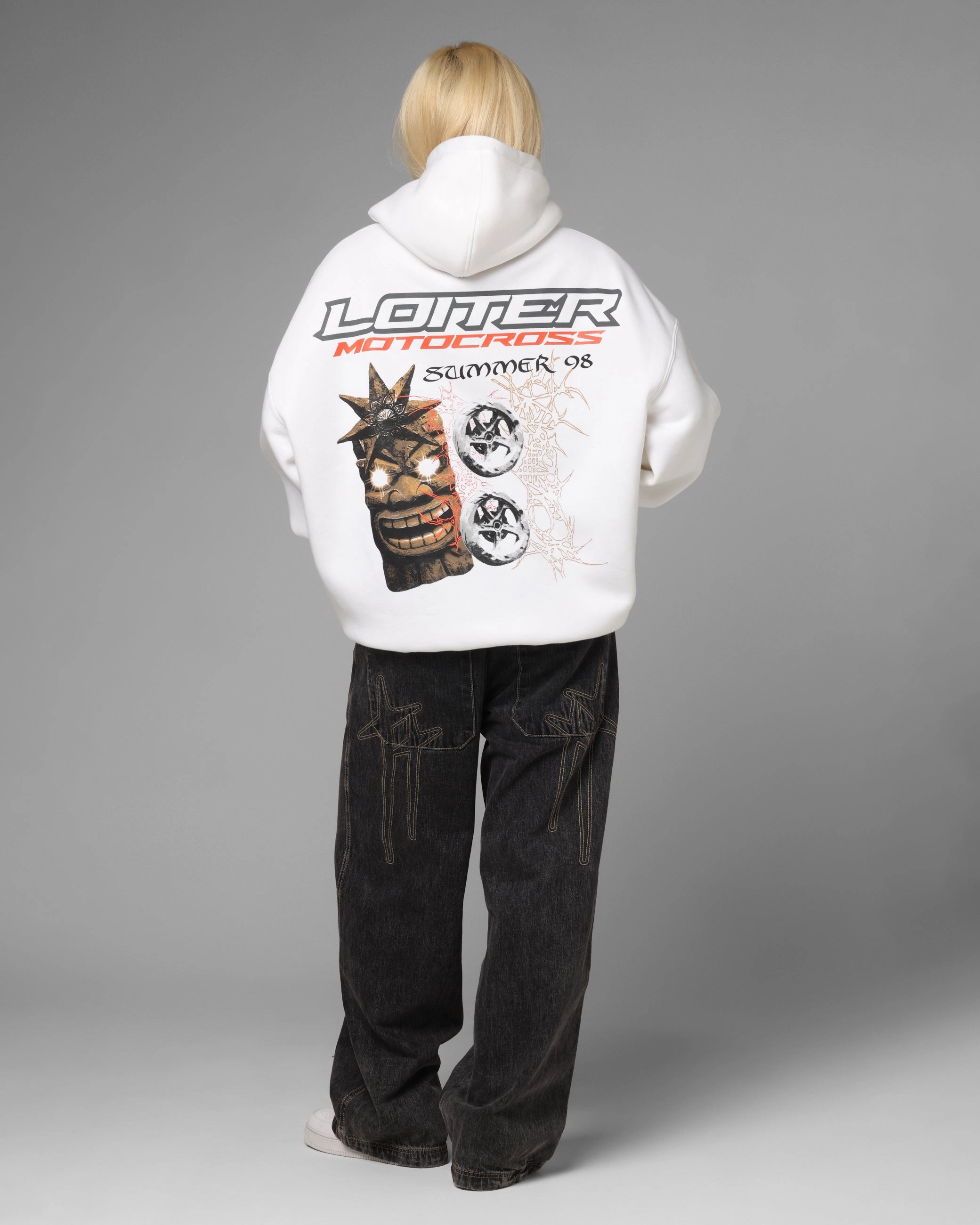 Purse Layering Compatible Loiter Summer Motocross Hoodie White