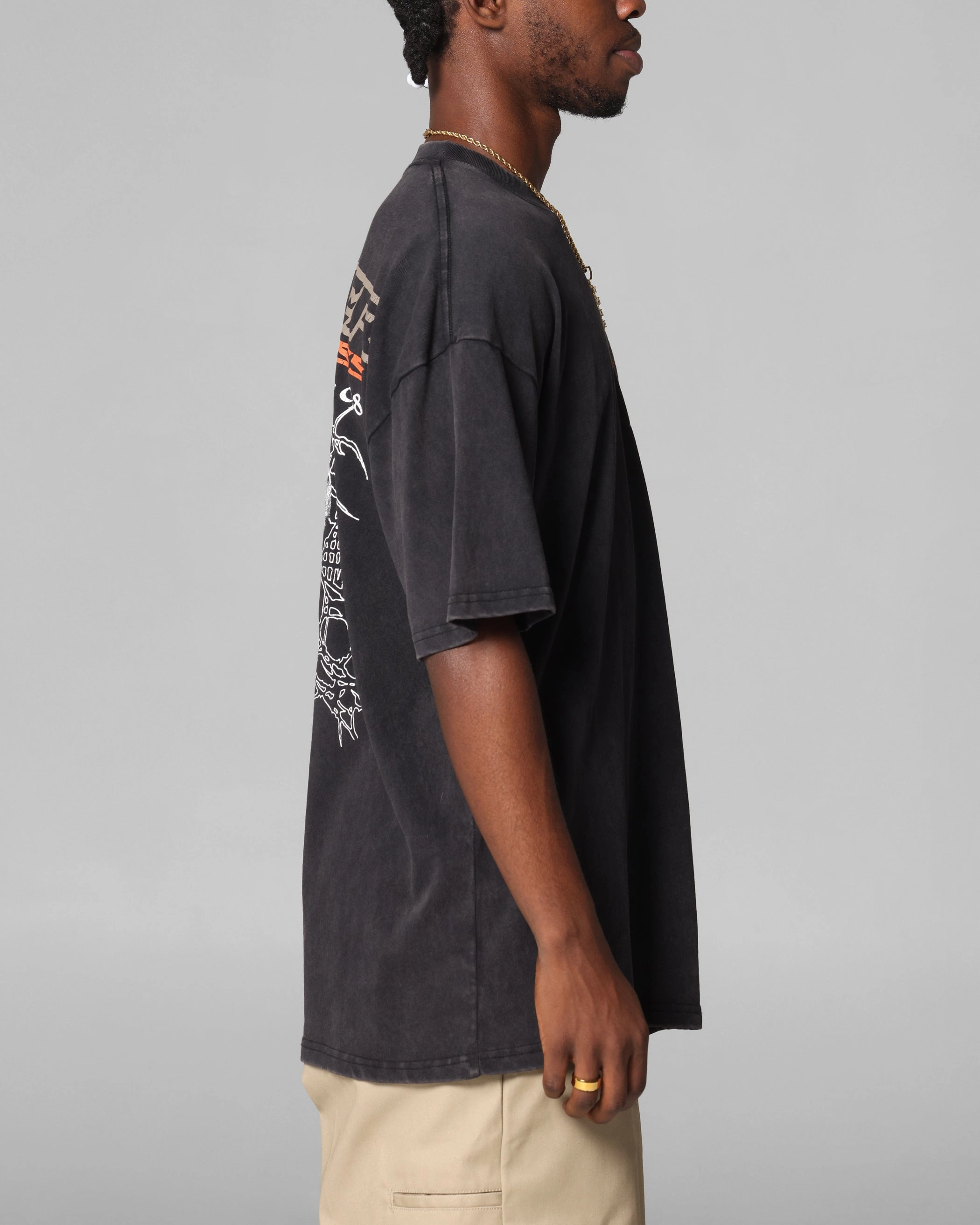 Loiter Summer Motocross T-Shirt Black Acidwash All-Day Comfort Wear Comfortable Casual