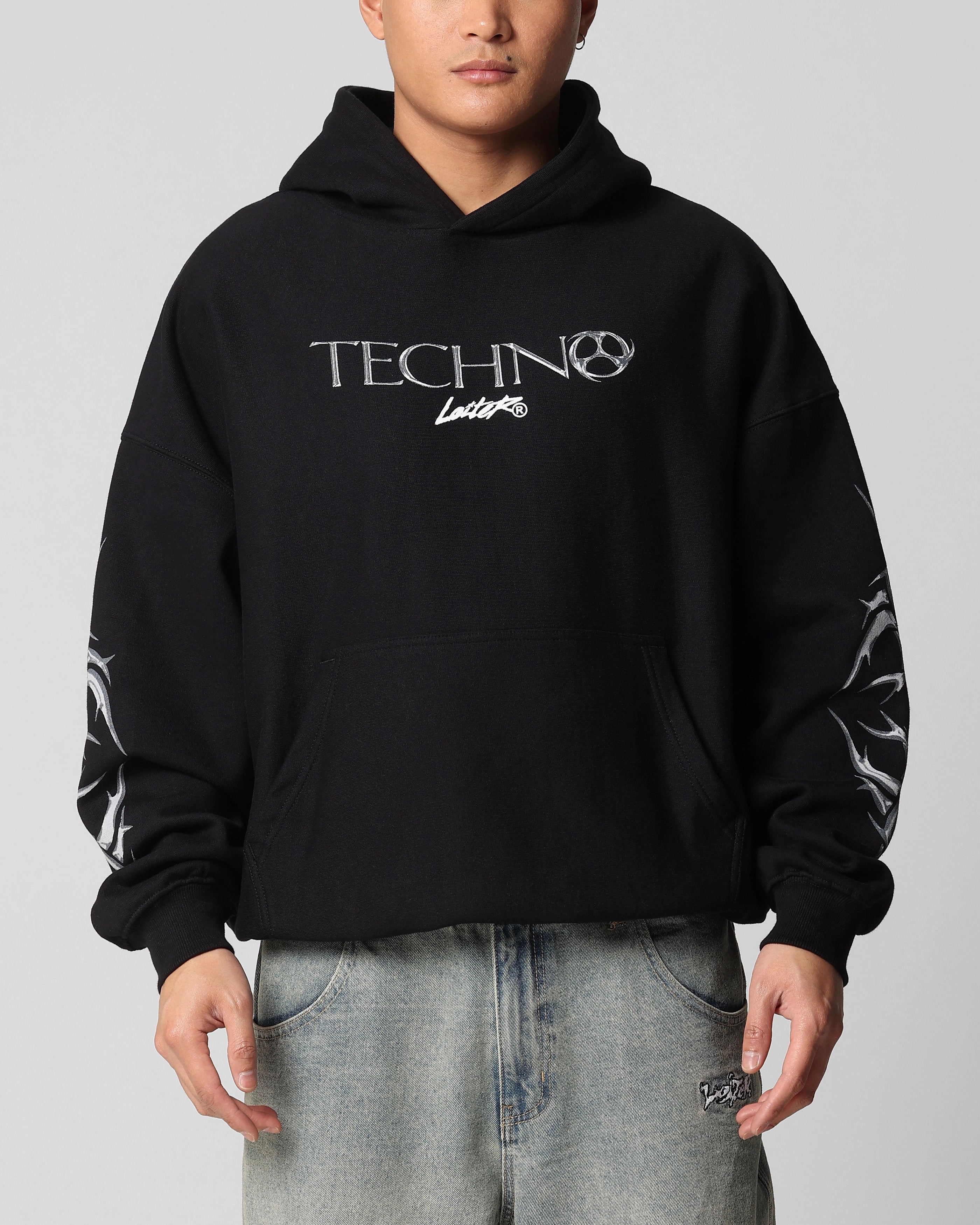 Loiter Techno Hoodie Black Gray Street Function