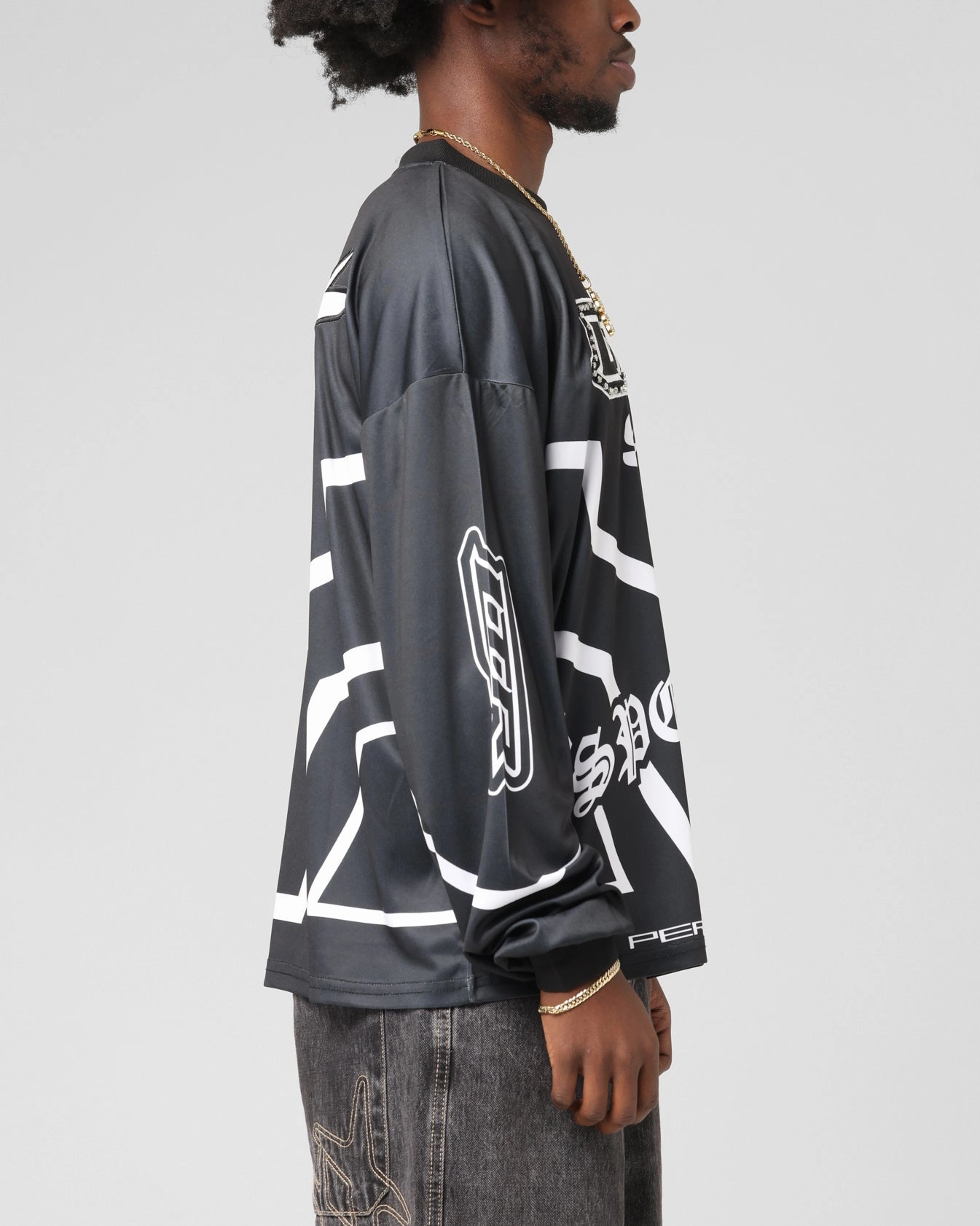 Loiter Thrill Racing Long Sleeve T-Shirt Black Fur combination