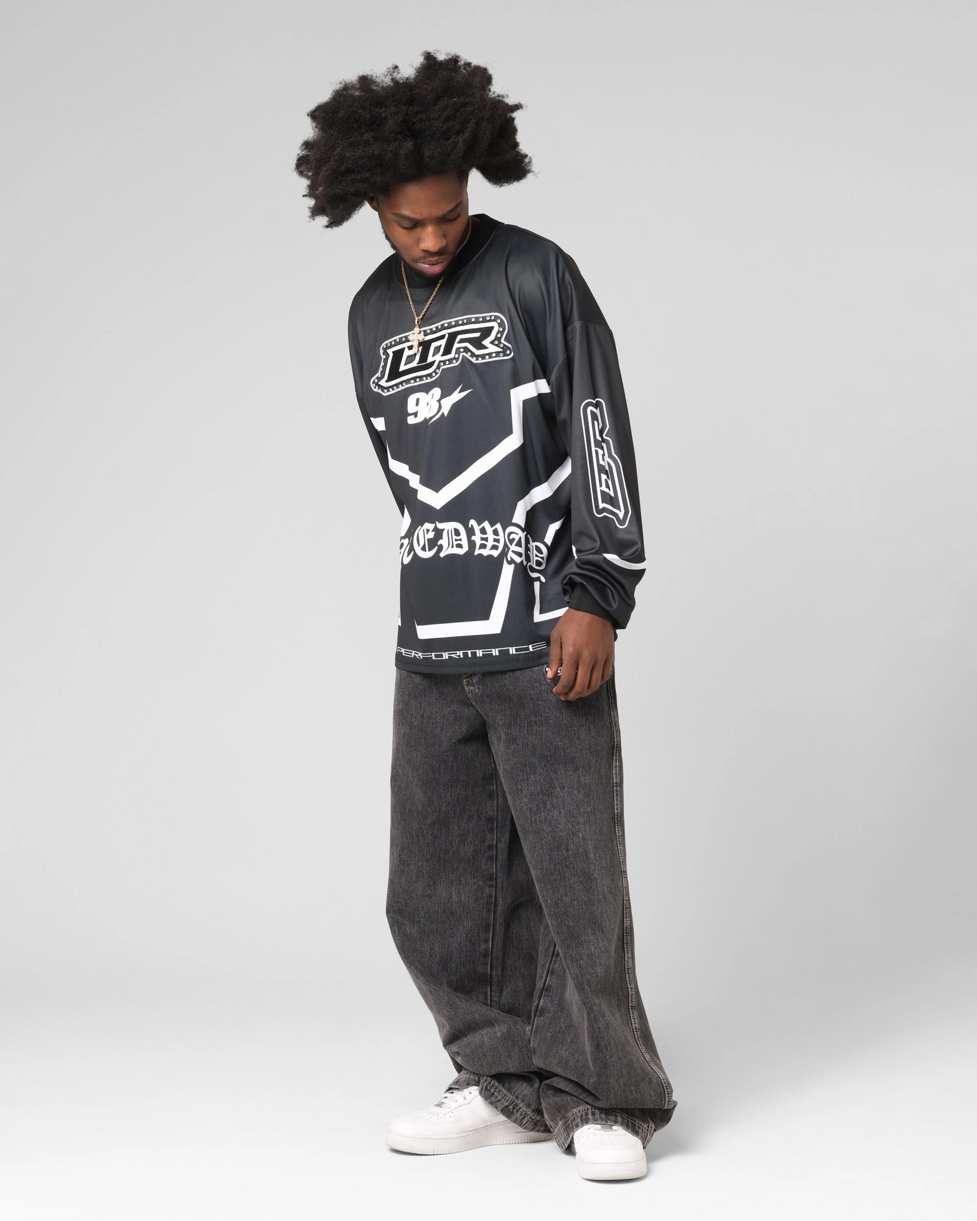 Loiter Thrill Racing Long Sleeve T-Shirt Black MultipurposeUse Active Wear
